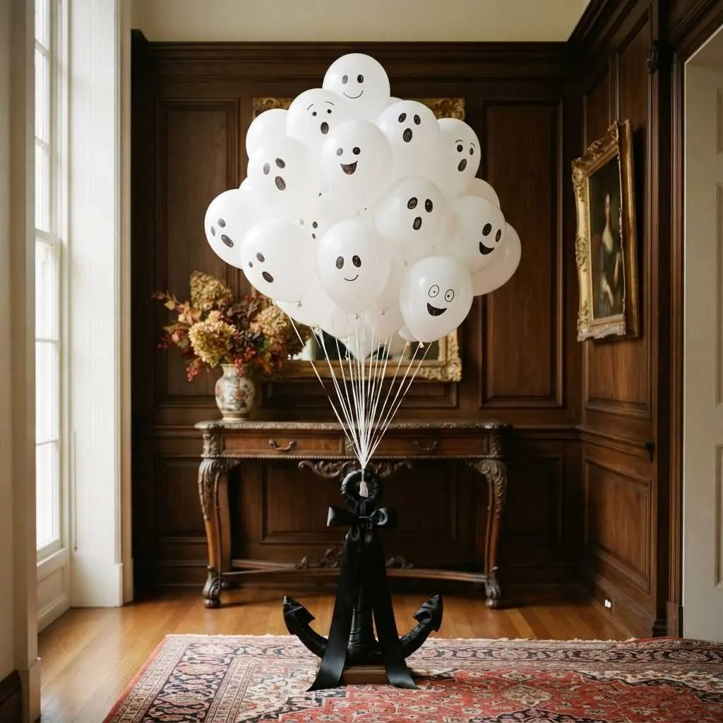 15 Cute Spooky Halloween Decor Ideas You'll Love This Season 11 Ghost Balloon Bouquet