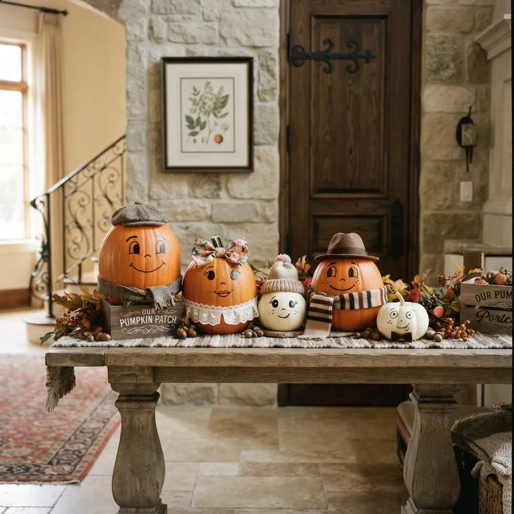 15 Cute Spooky Halloween Decor Ideas You'll Love This Season 9 Pumpkin Family Portrait Corner