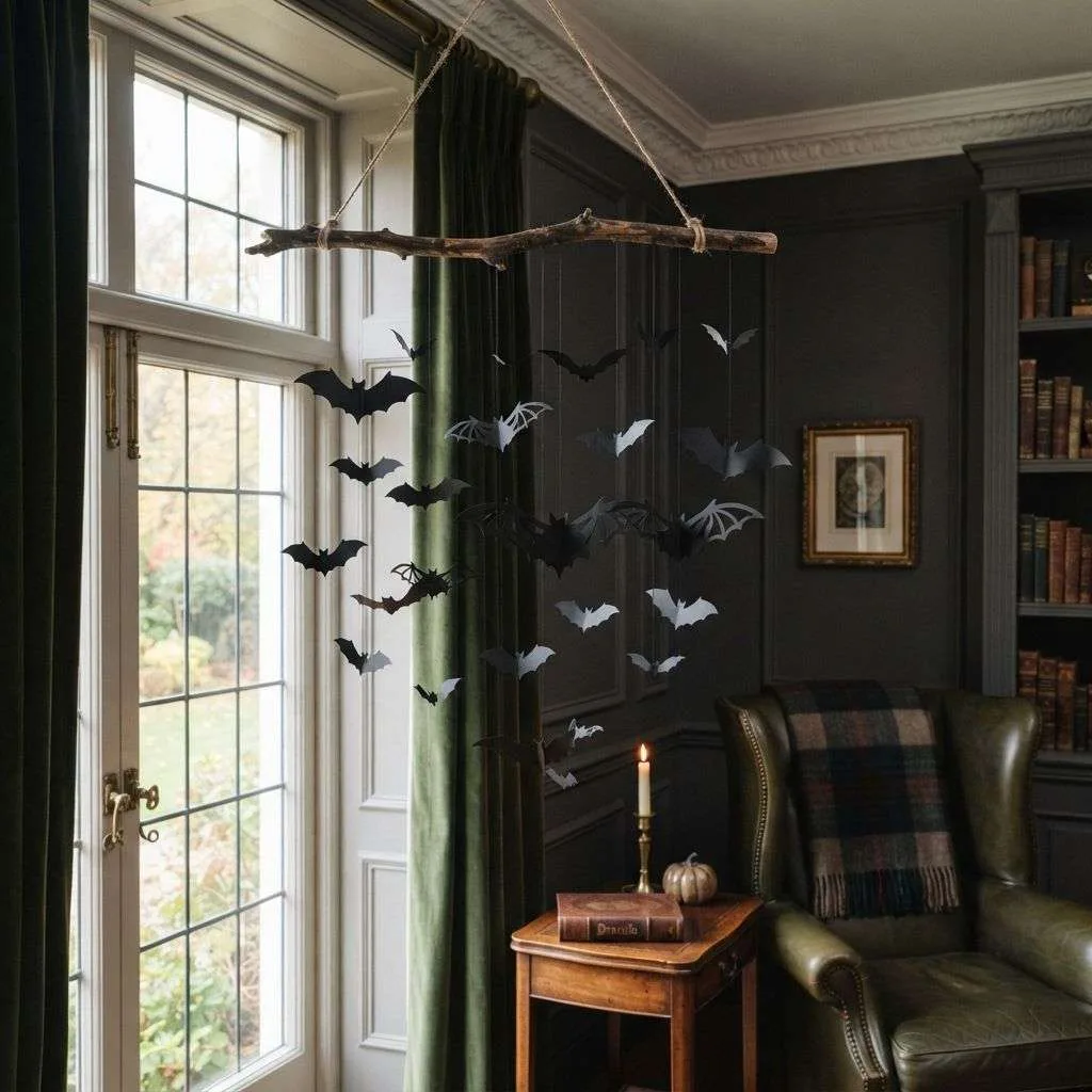 15 Cute Spooky Halloween Decor Ideas You'll Love This Season 16 DIY Paper Bat Mobile
