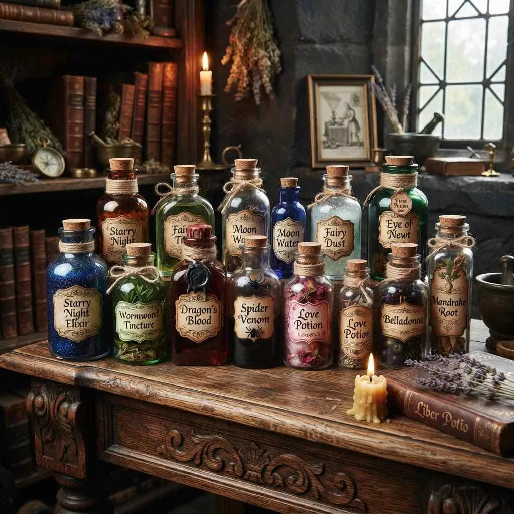 15 Halloween Dorm Room Decor Ideas That'll Make Your Room the Spookiest Spot on Campus 5 DIY Potion Bottle Shelf Display