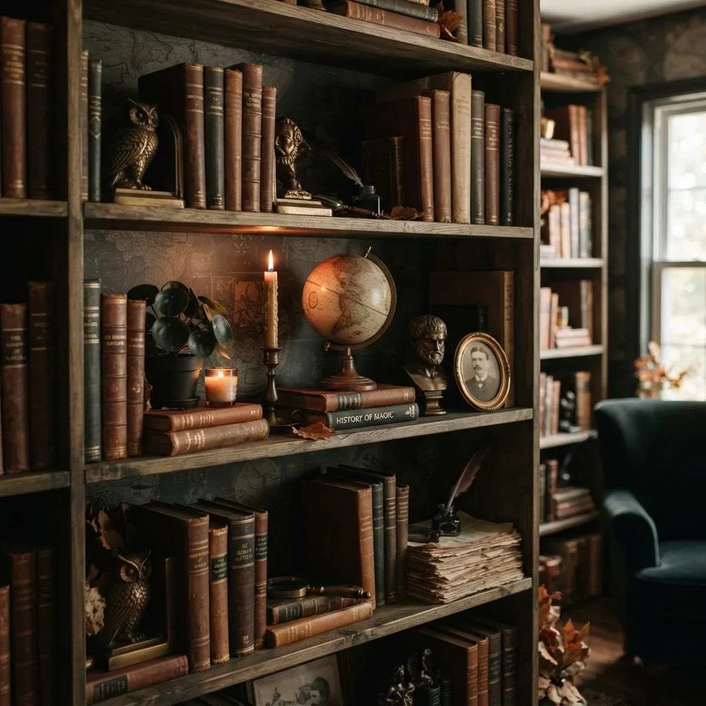14 Moody Fall Interior Ideas For Your House 7 Dark Academia Bookshelf Styling