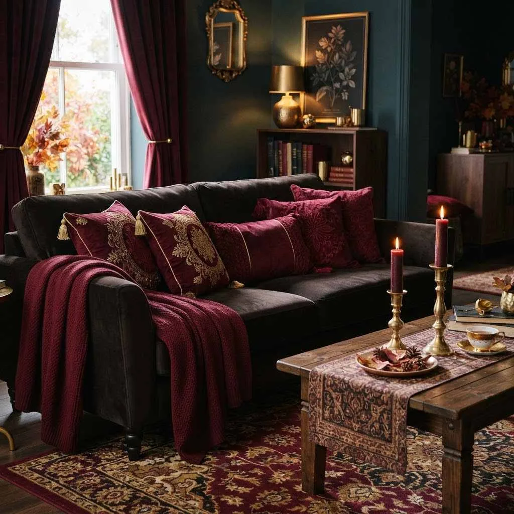 2. Deep Burgundy Accents
