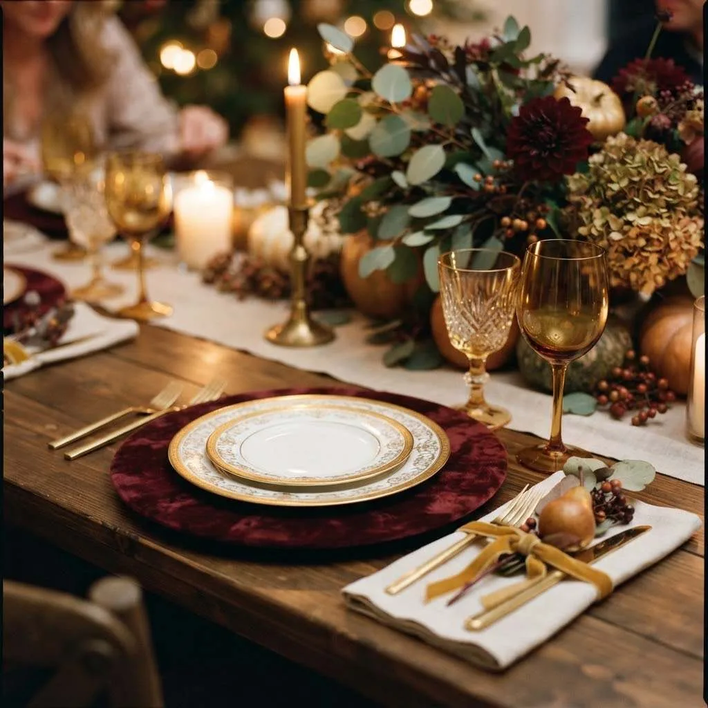 Deep Burgundy Velvet-Look Plates