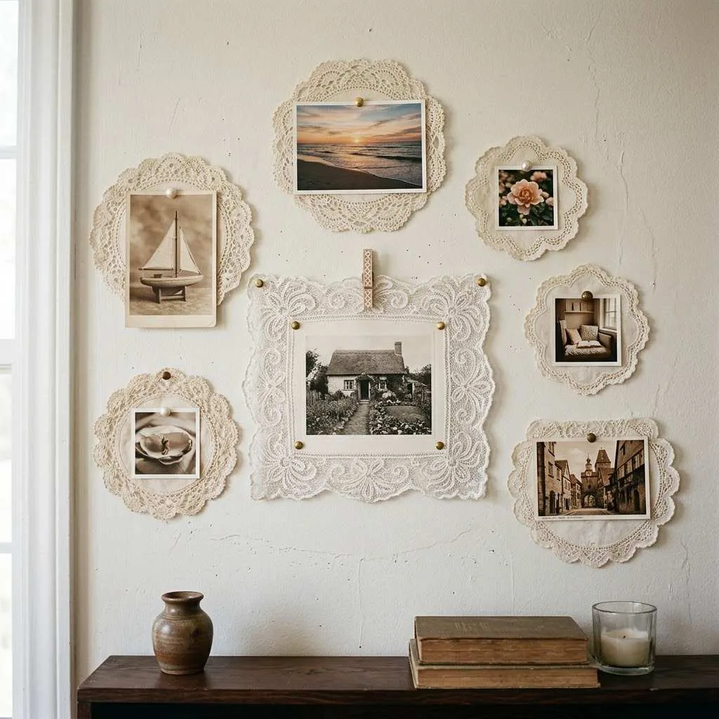 15 Doily Wall Decor Ideas That'll Make Your Space Feel So Much Cozier 10 9. Doily Photo Display