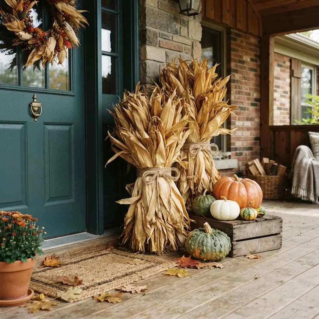 15 Farmhouse Halloween Decor Ideas That Bring Cozy Charm to Your Home 6 Dried Corn Husk Bundles