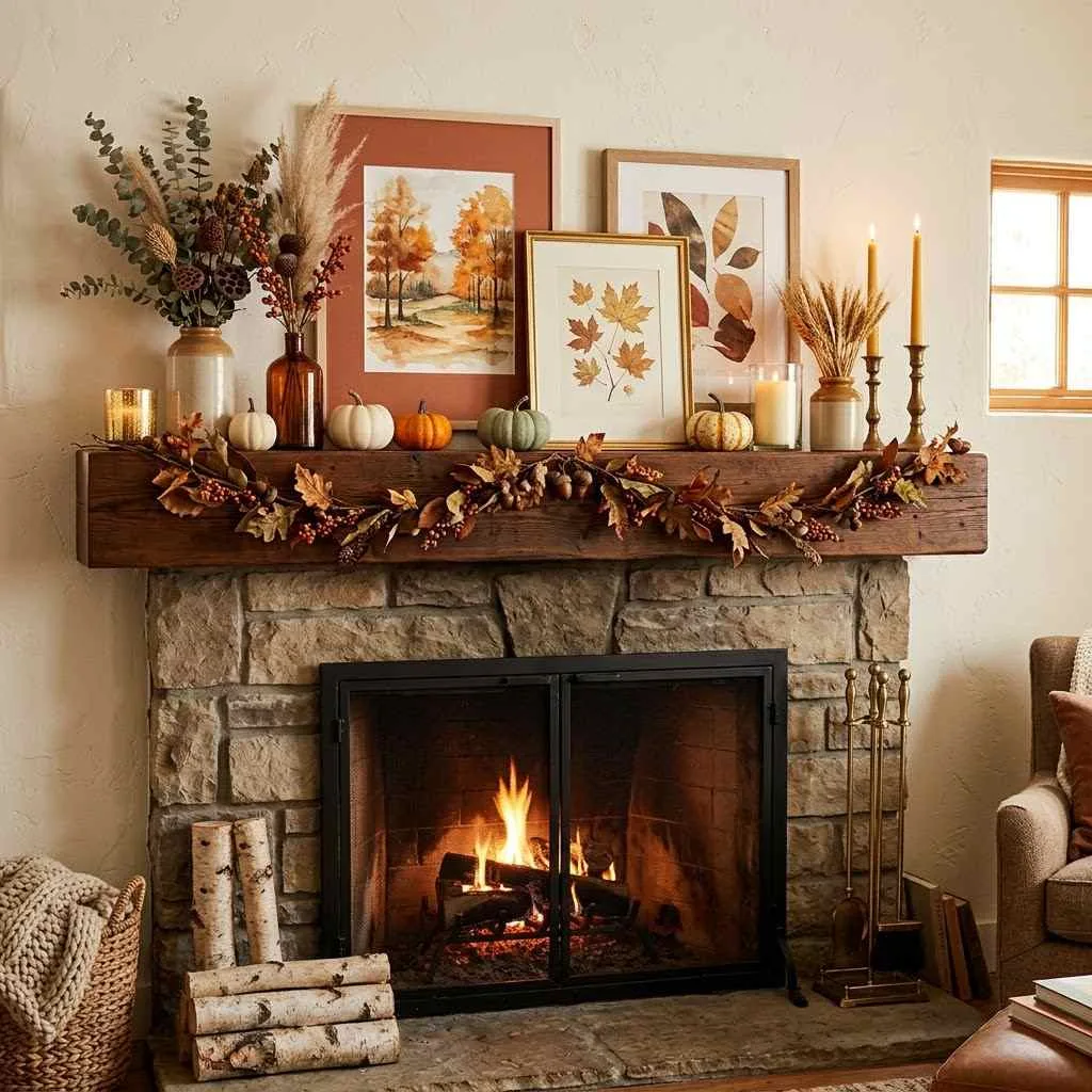 14 Cozy Fall Home Aesthetic Ideas to Transform Your Space 8 Fireplace Styling and Mantel Decor