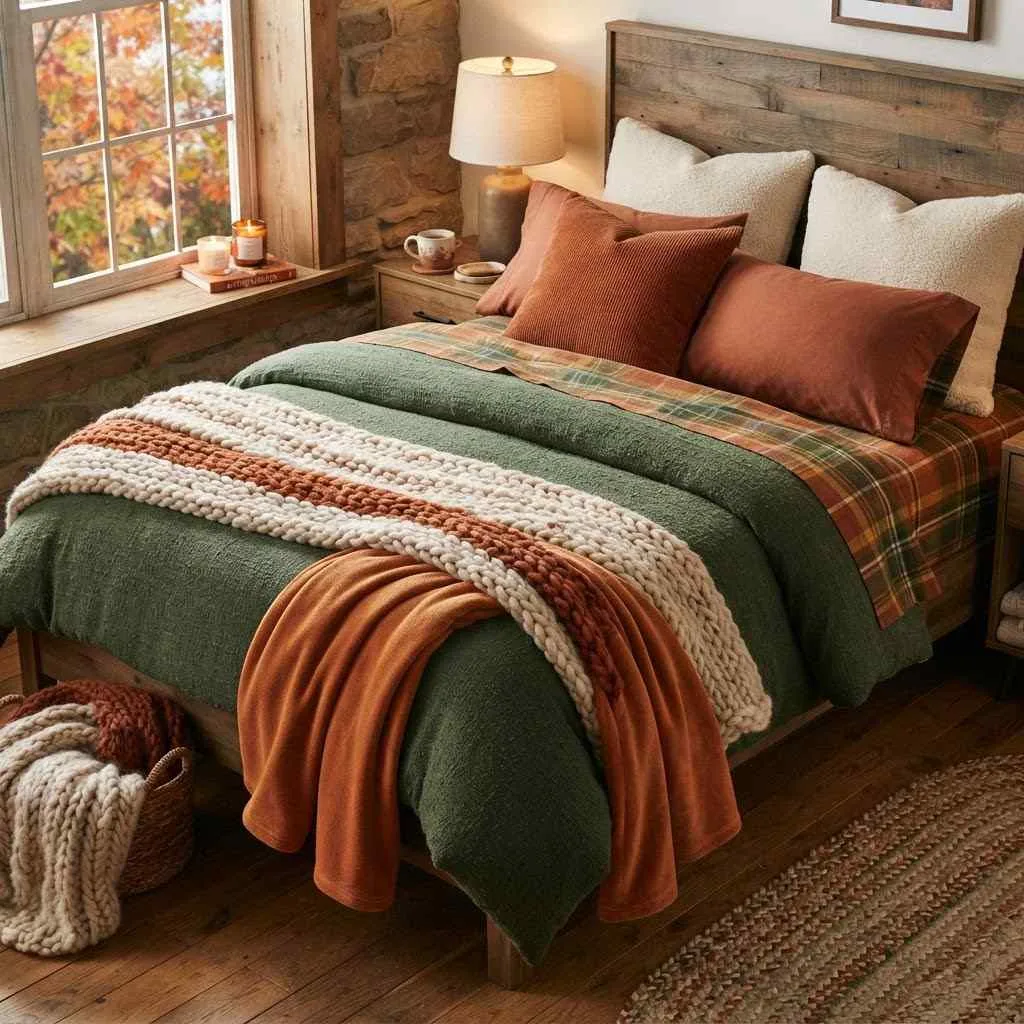 15 Fall Cabin Decor Ideas That'll Make You Never Want to Leave 6 5. Flannel and Fleece Bedding