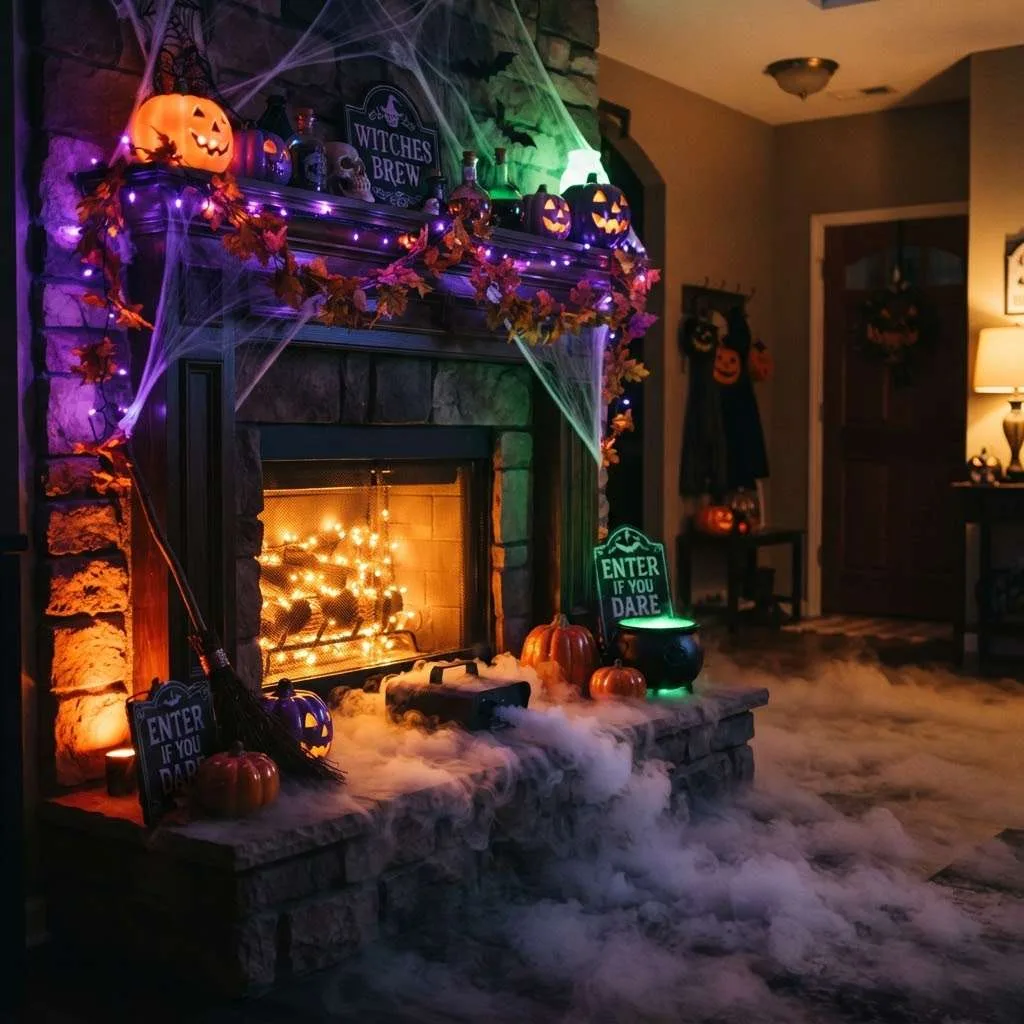 15 Halloween Living Room Decor Ideas 14 13. Fog Machine Ambiance