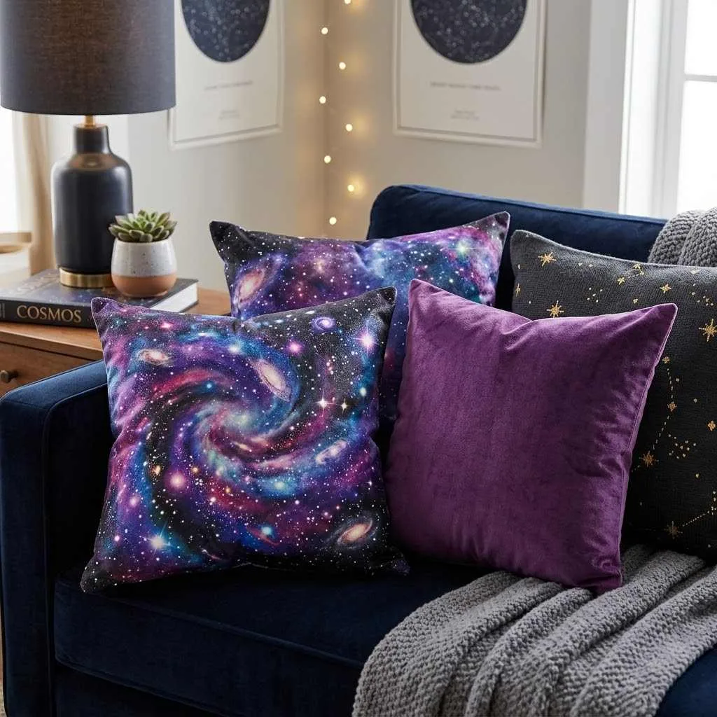 15 Celestial Decor Ideas for a Dreamy Home 5 Galaxy-Themed Throw Pillows