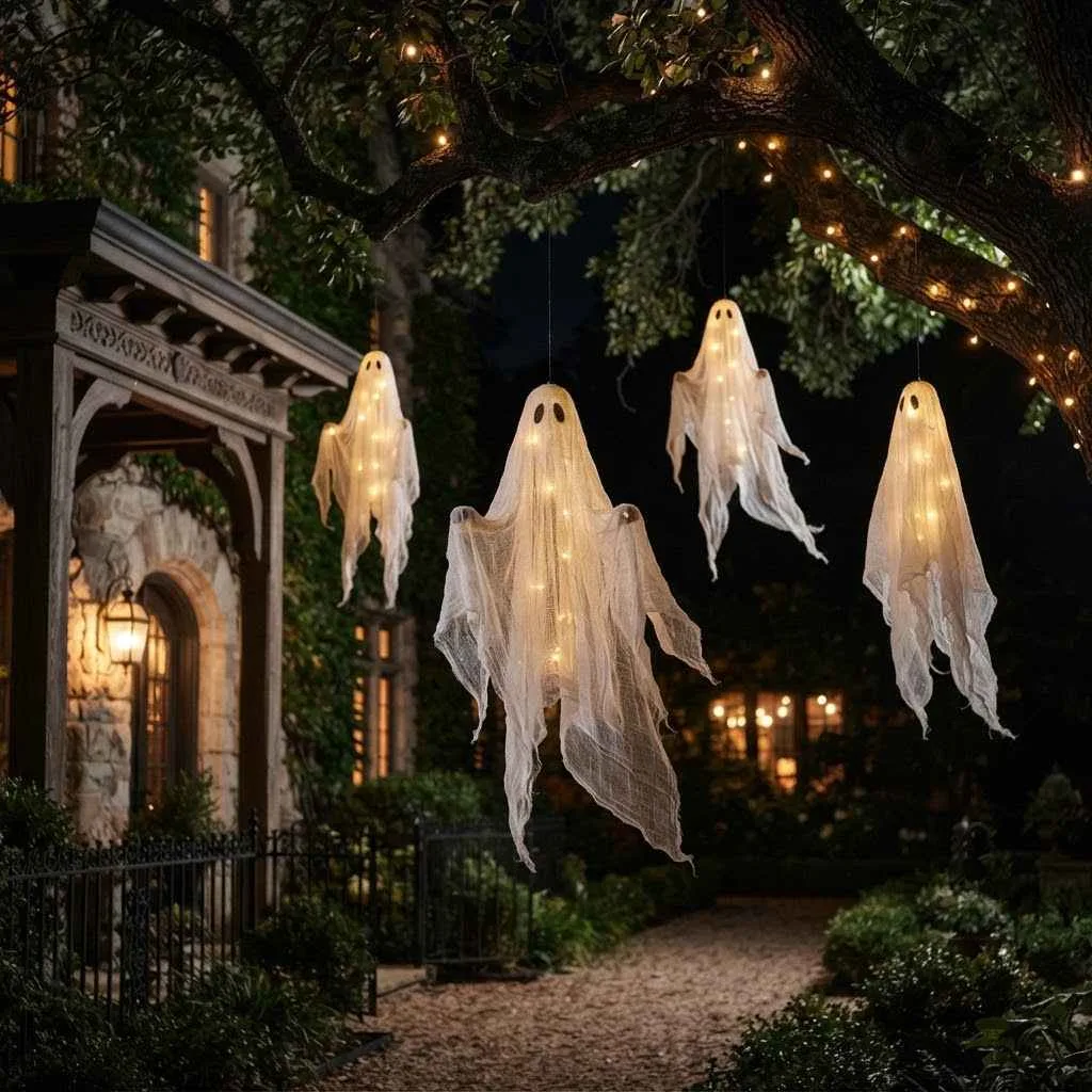 9. Ghostly Cheesecloth Figures