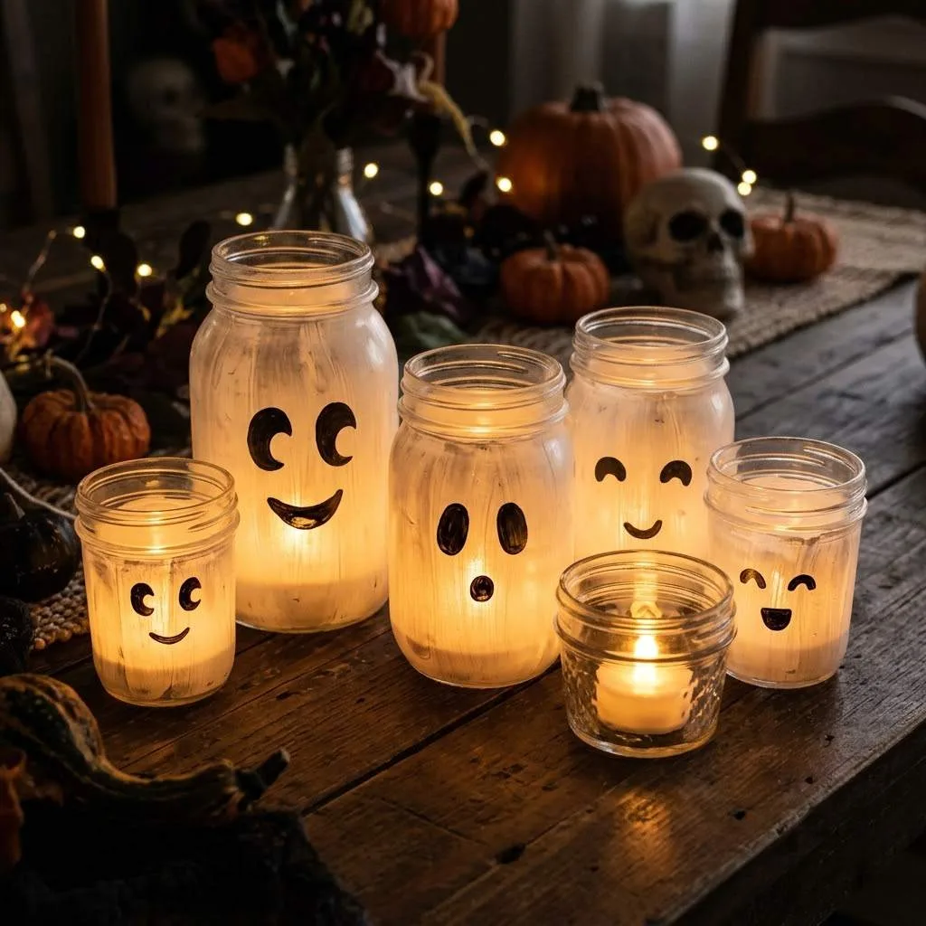 15 Spooktacular Halloween Table Centerpiece Ideas 7 Glowing Ghost Jars