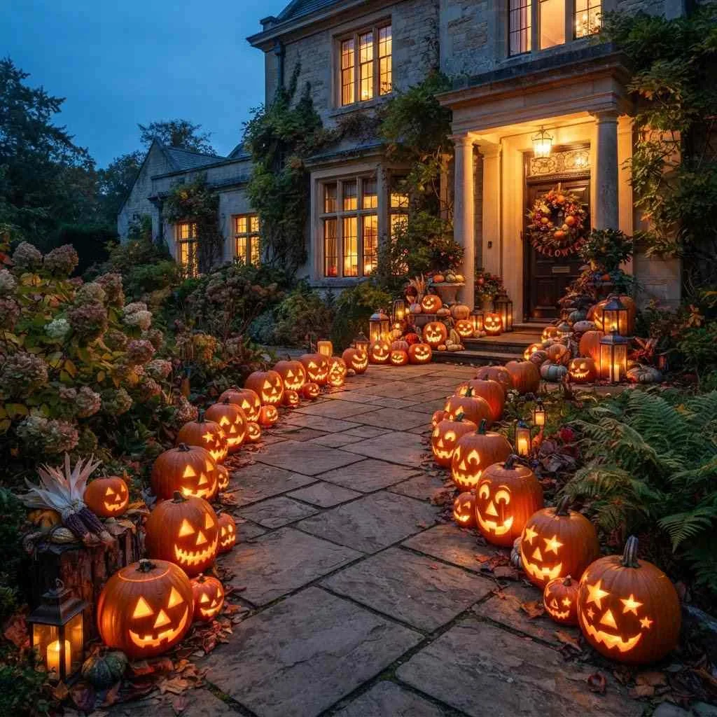 3. Glowing Jack-O'-Lantern Pathway