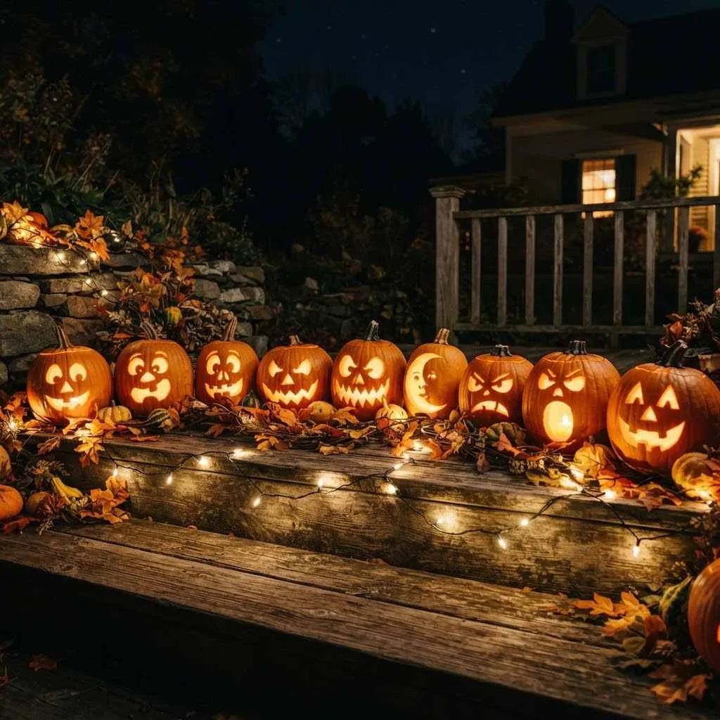 Glowing Jack-o'-Lantern Row