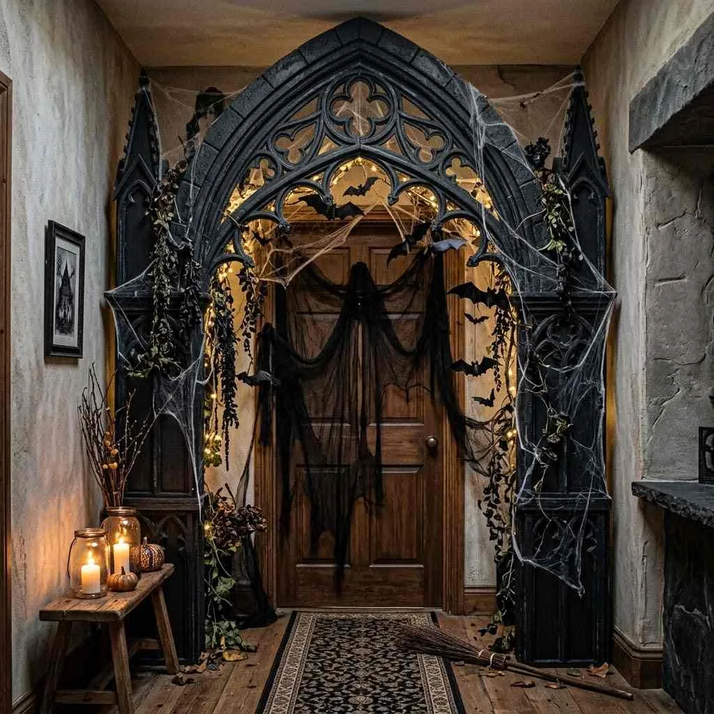 14 Gothic Halloween Decor Ideas to Transform Your Home This October 10 9. Gothic Arch Doorway Décor