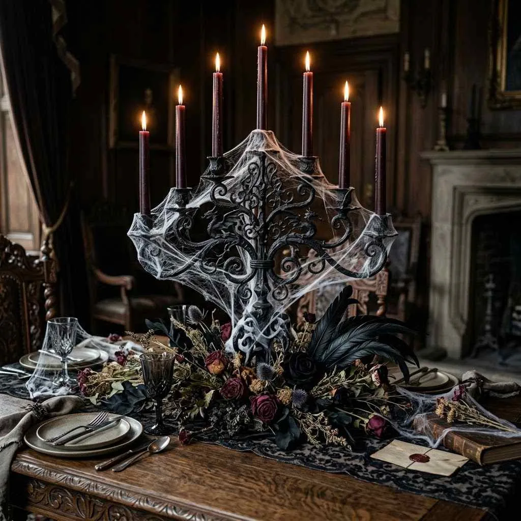 15 Spooktacular Halloween Table Centerpiece Ideas 13 Gothic Candelabra Centerpiece