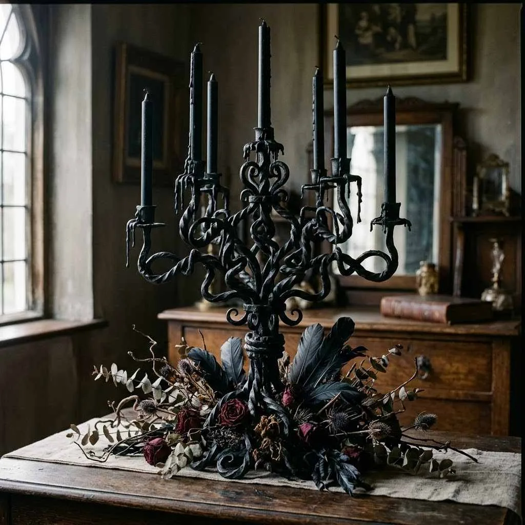 15 Spooky Bedroom Decor Ideas to Transform Your Space 13 12. Gothic Candelabra Centerpiece