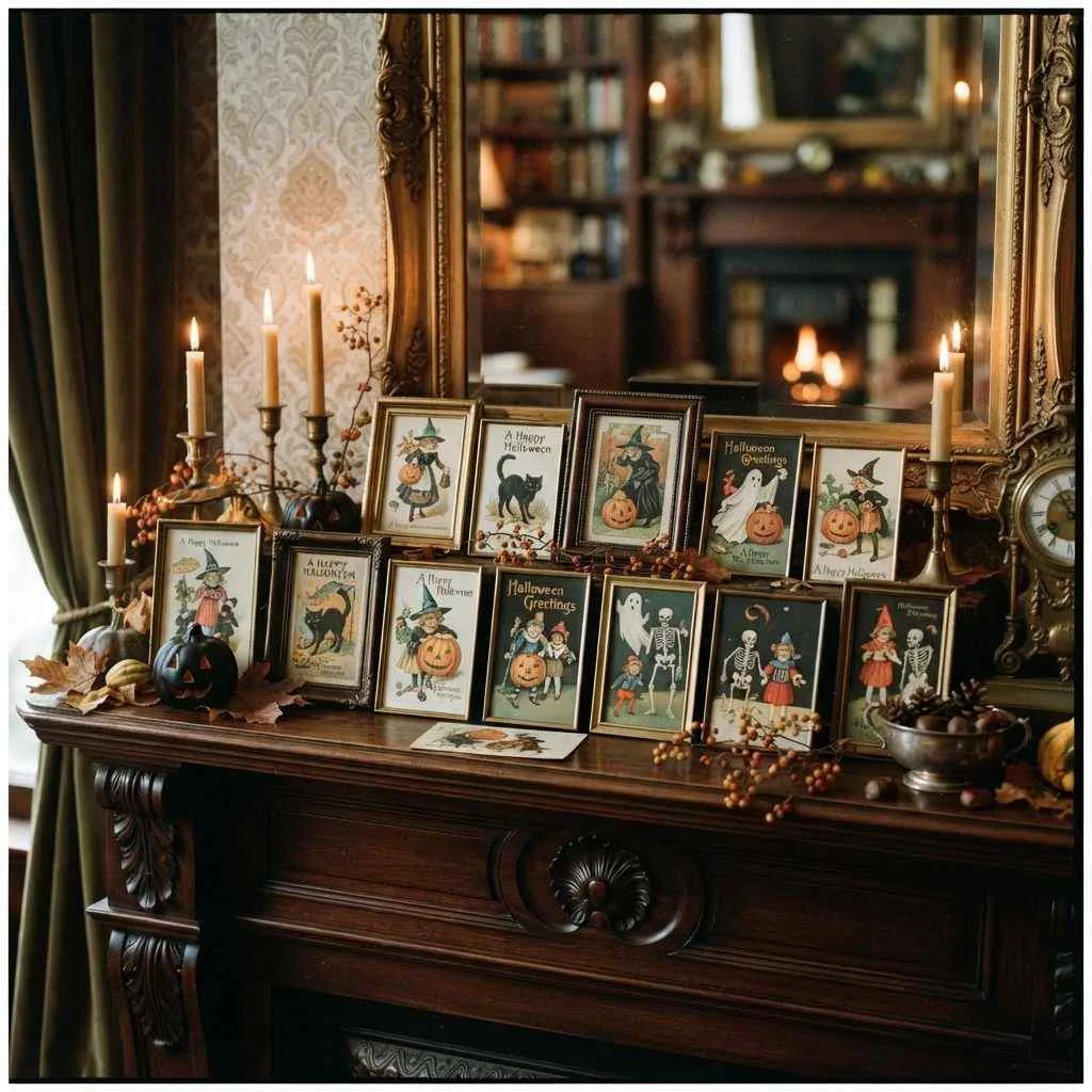 15 Halloween Decor Ideas for 2026 That'll Make Your Home the Talk of the Neighborhood 4 Vintage Halloween Postcards Display