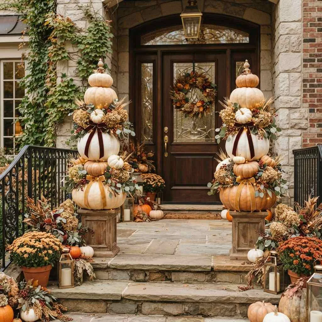 15 Halloween Decor Ideas for 2026 That'll Make Your Home the Talk of the Neighborhood 11 Pumpkin Topiary Displays