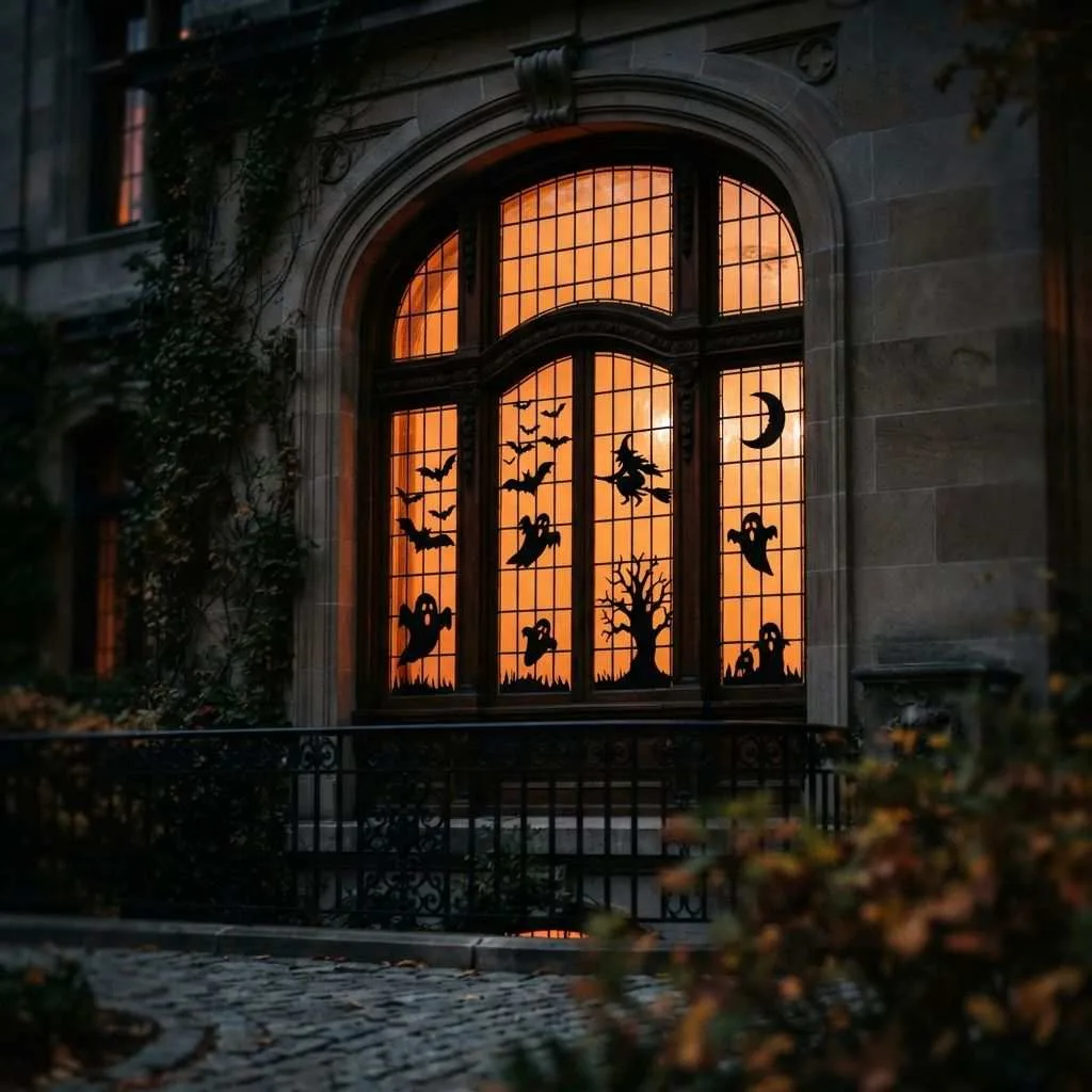 15 Halloween Porch Decorating Ideas That'll Make Your House the Talk of the Neighborhood 7 Spooky Silhouette Lighting