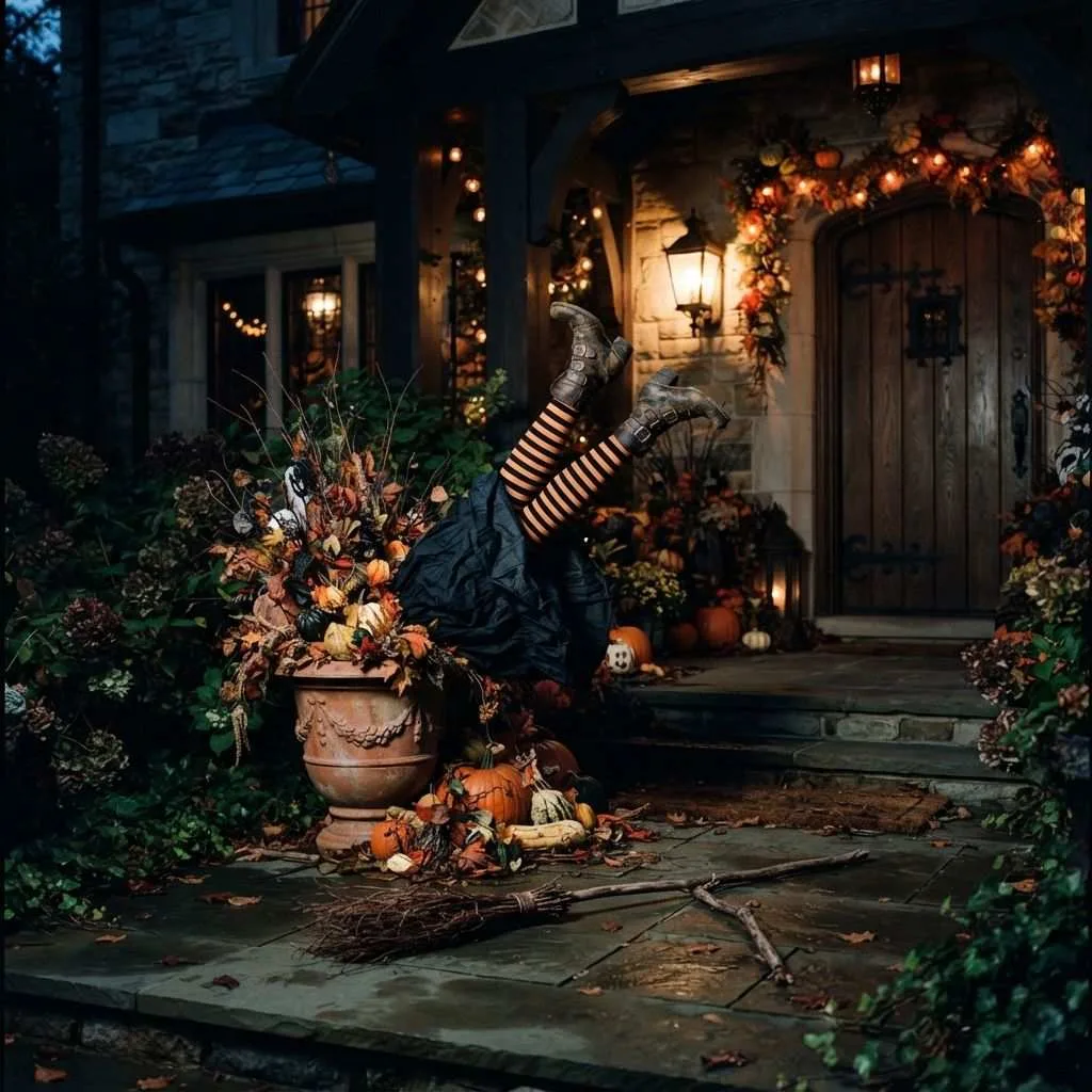 15 Halloween Porch Decorating Ideas That'll Make Your House the Talk of the Neighborhood 6 Witch Crash Landing