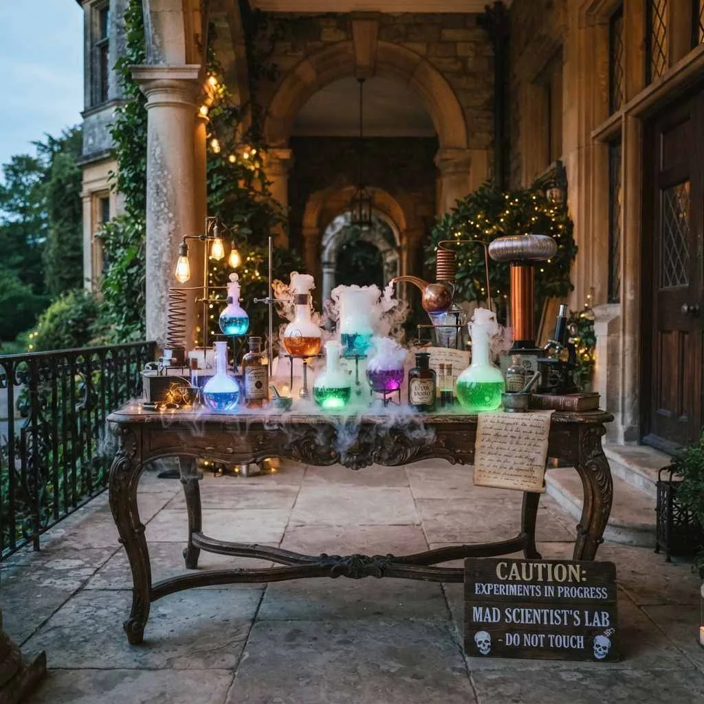 15 Halloween Porch Decorating Ideas That'll Make Your House the Talk of the Neighborhood 10 Mad Scientist's Lab