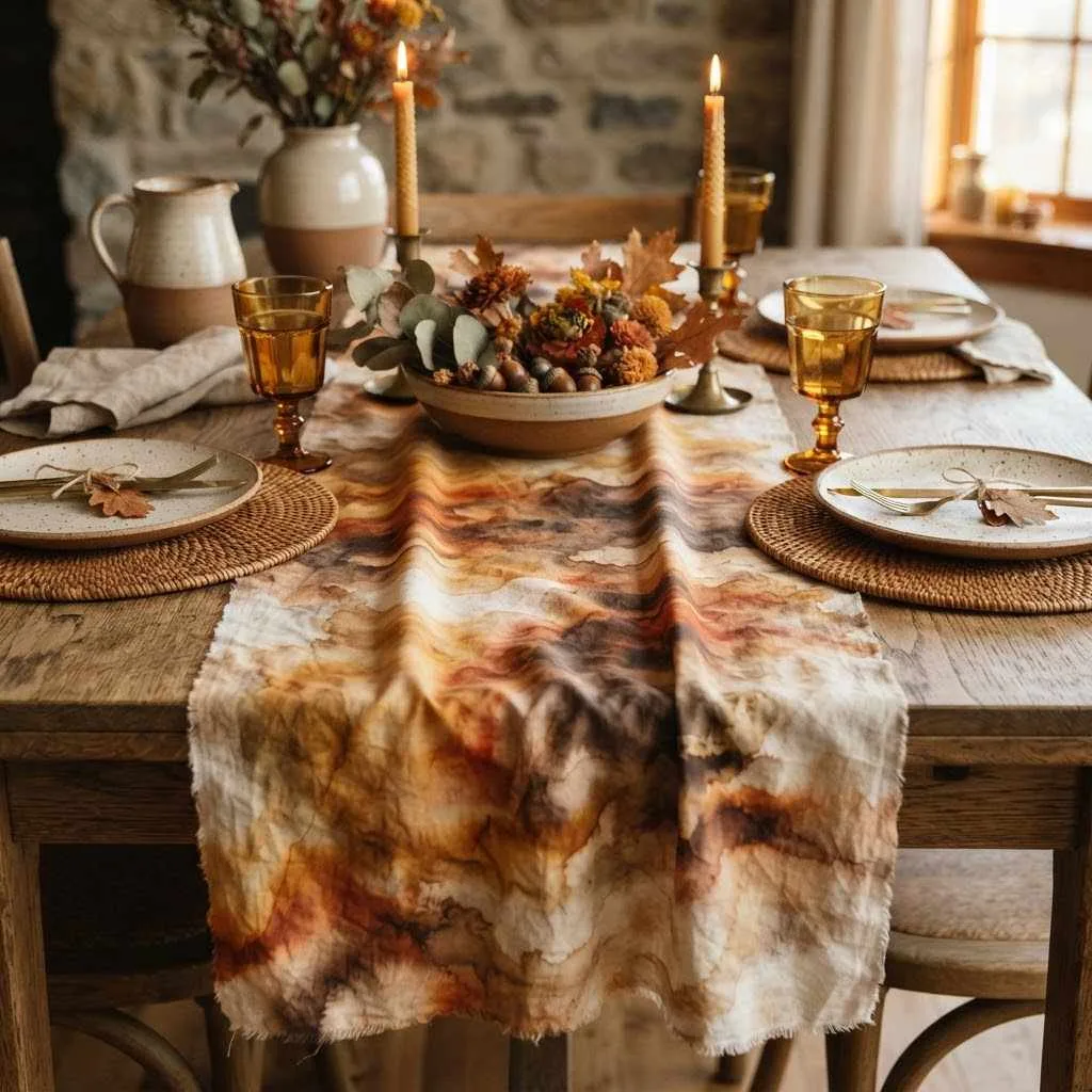 15 Beautiful Linen Table Runner Ideas to Transform Your Fall Table 15 Hand-Dyed Watercolor Linen Runner