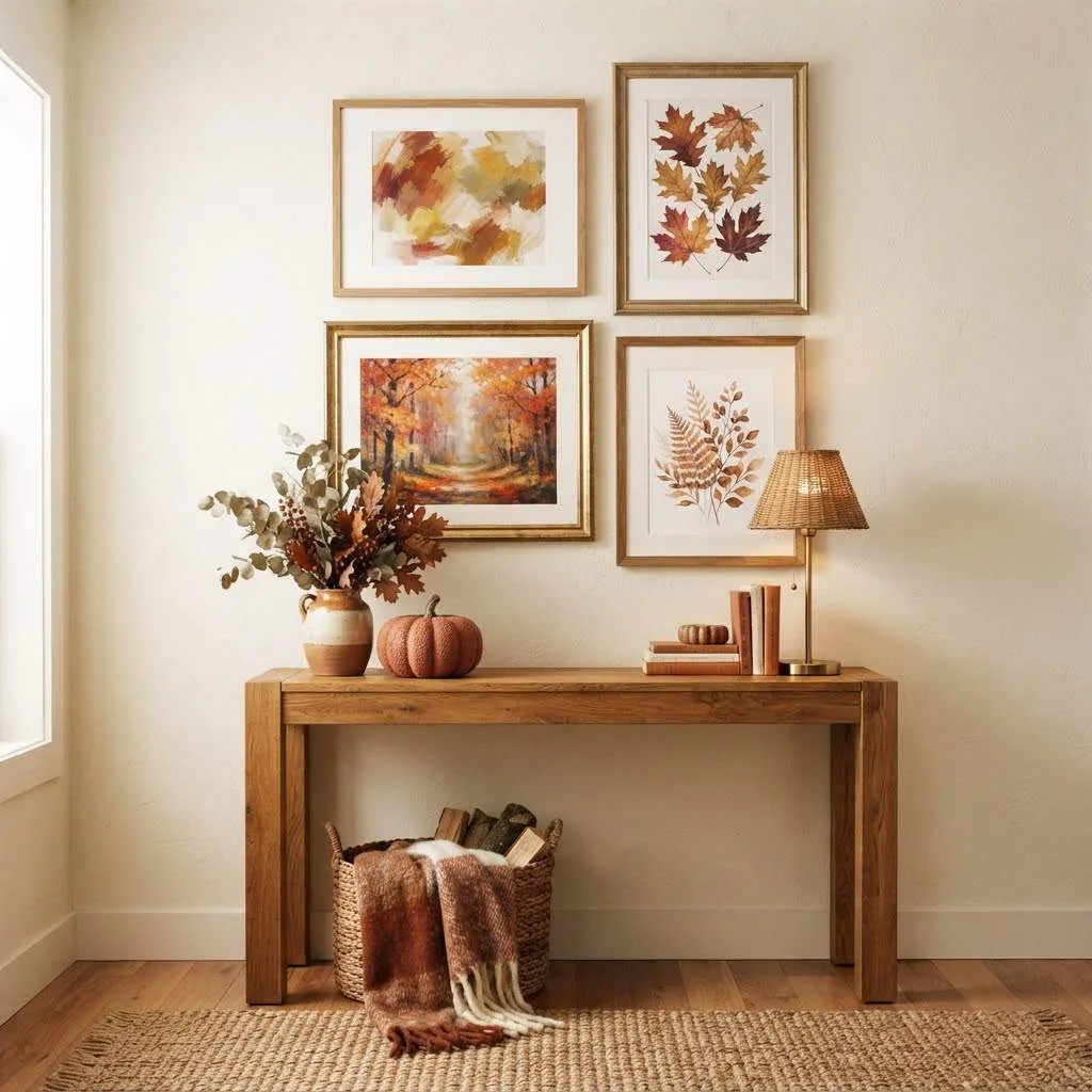 15 Fall Bedroom Decor Ideas That'll Make You Never Want to Leave Your Bed 8 7. Hang Warm-Toned Wall Art