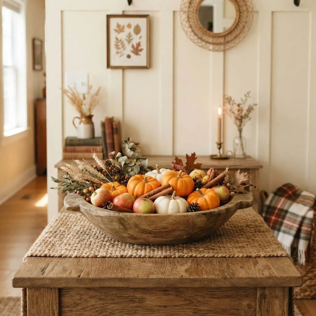 15 Fall Entryway Ideas to Warm Up Your Welcome 13 12. Harvest-Inspired Table Centerpieces