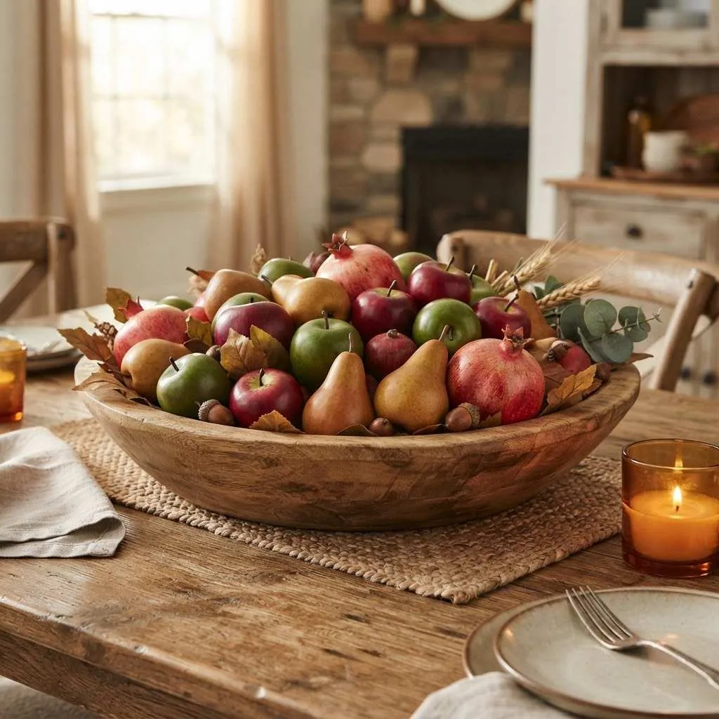 15 Fall Coffee Table Decor Ideas 12 Harvest Inspired Wooden Bowl compressed
