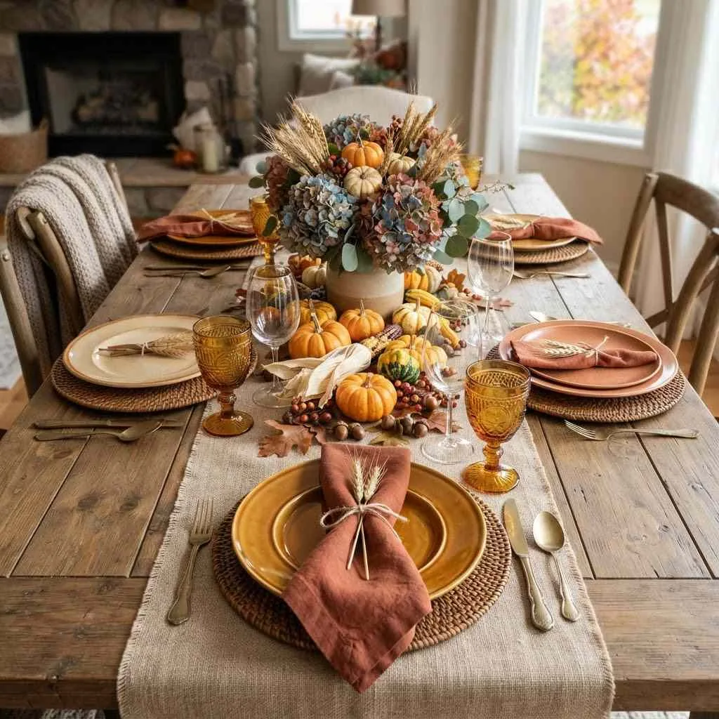 15 Fall Cabin Decor Ideas That'll Make You Never Want to Leave 9 8. Harvest-Themed Dining Table