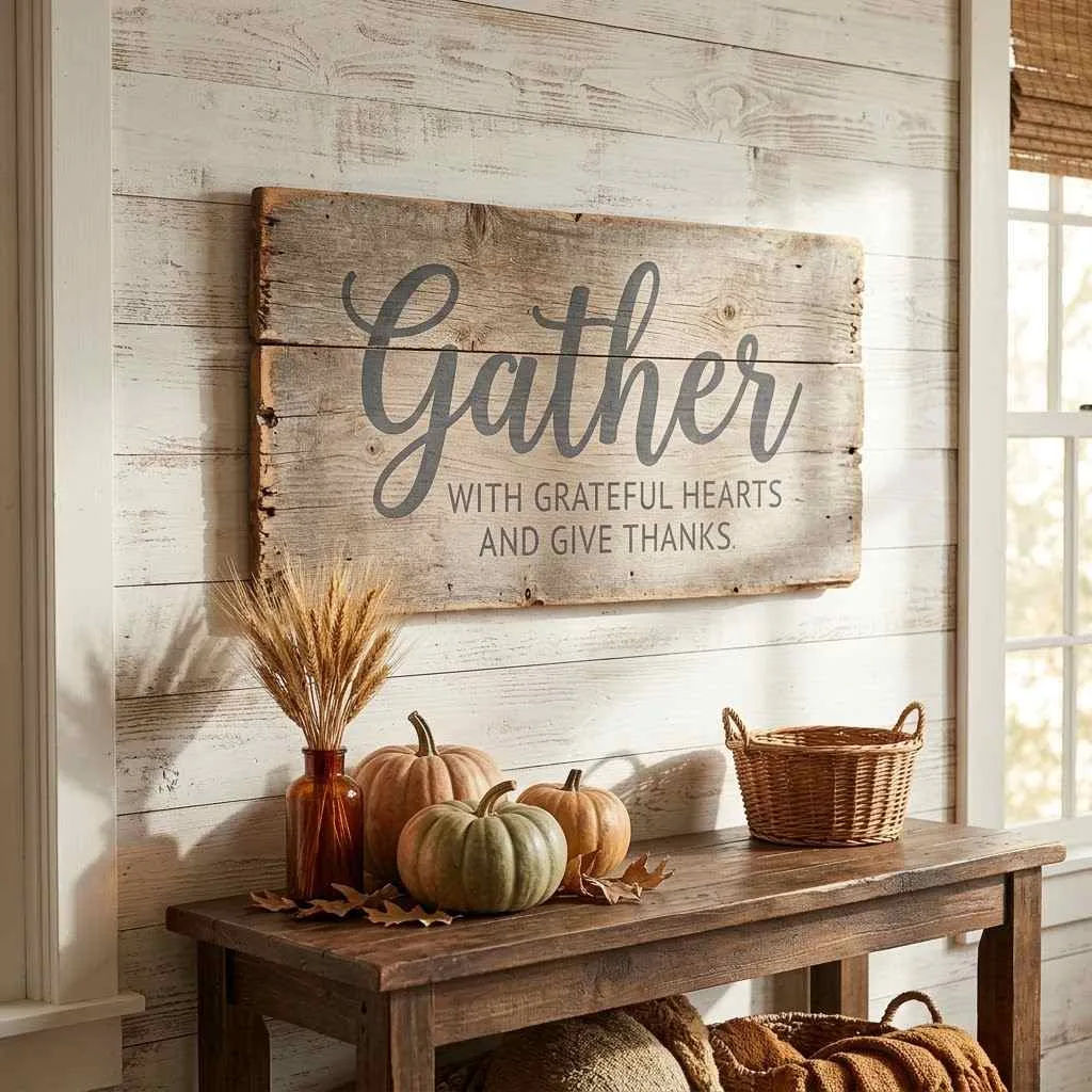 14 Farmhouse Fall Decor Ideas to Cozy Up Your Home This Season 14 13. Harvest-Themed Wall Art and Signs