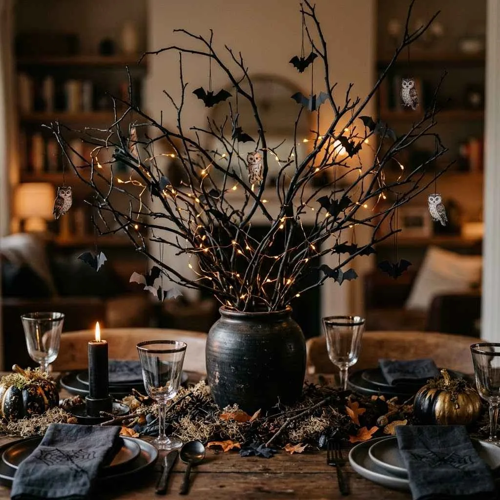 15 Spooktacular Halloween Table Centerpiece Ideas 16 Haunted Forest Tablescape