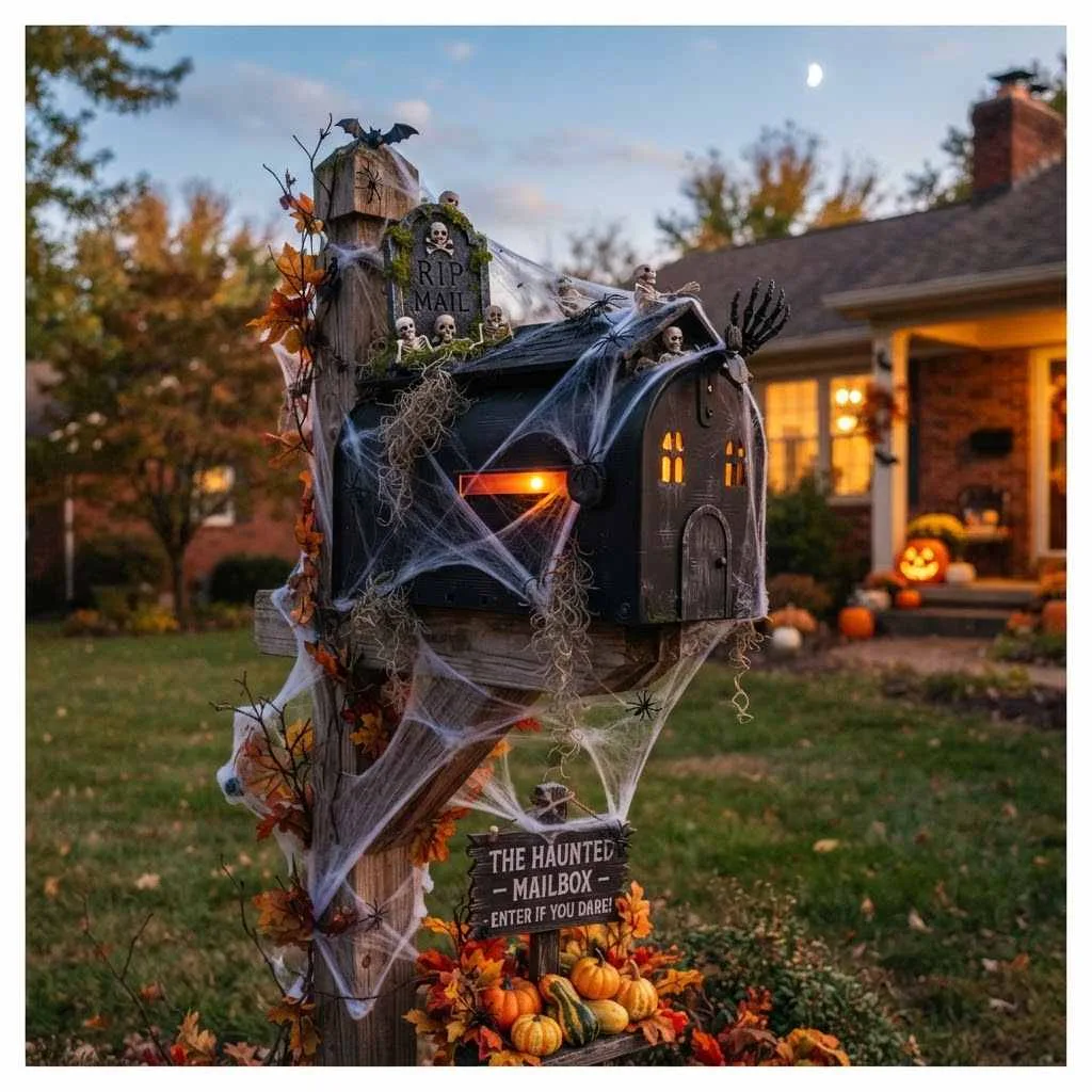 15 Halloween Outdoor Decoration Ideas That'll Make Your Yard the Talk of the Neighborhood 11 Haunted Mailbox Makeover