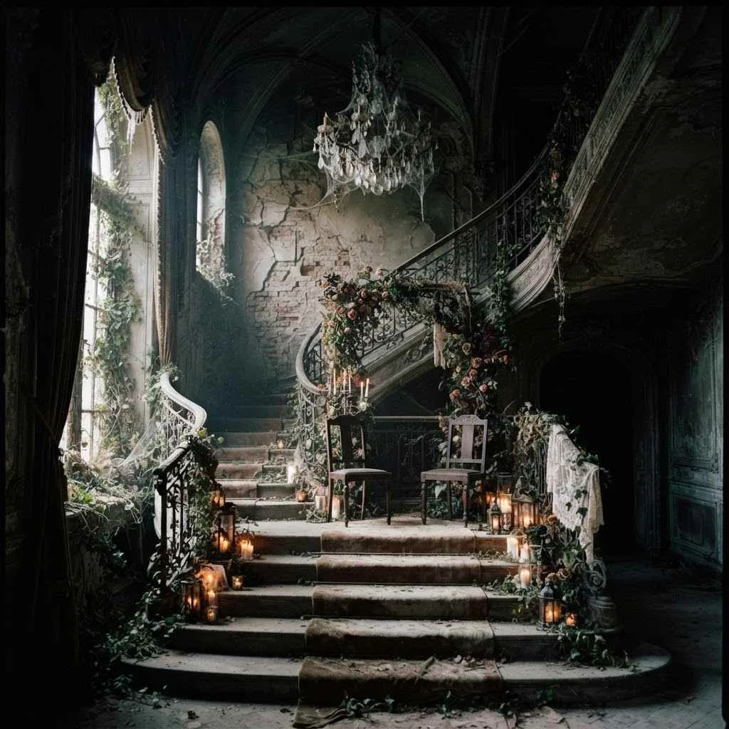 15 Dark Romantic Halloween Aesthetic Ideas 5 4. Haunted Manor Elopement