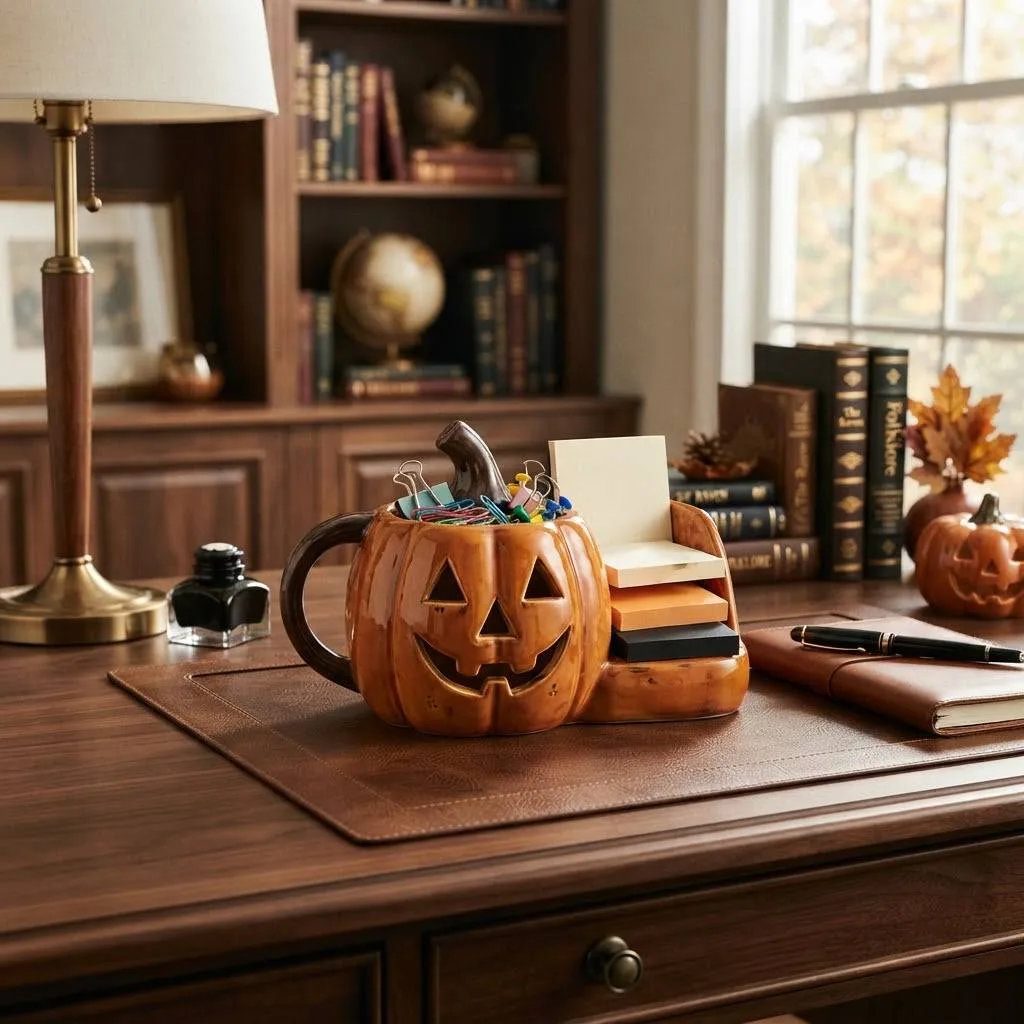 14. Jack-o'-Lantern Desk Organizer