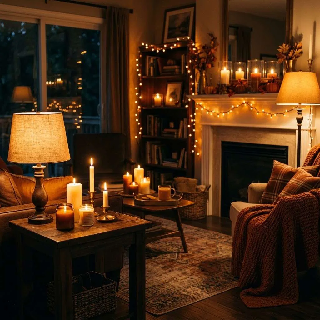 14 Moody Fall Interior Ideas For Your House 4 Layered Amber and Rust Lighting