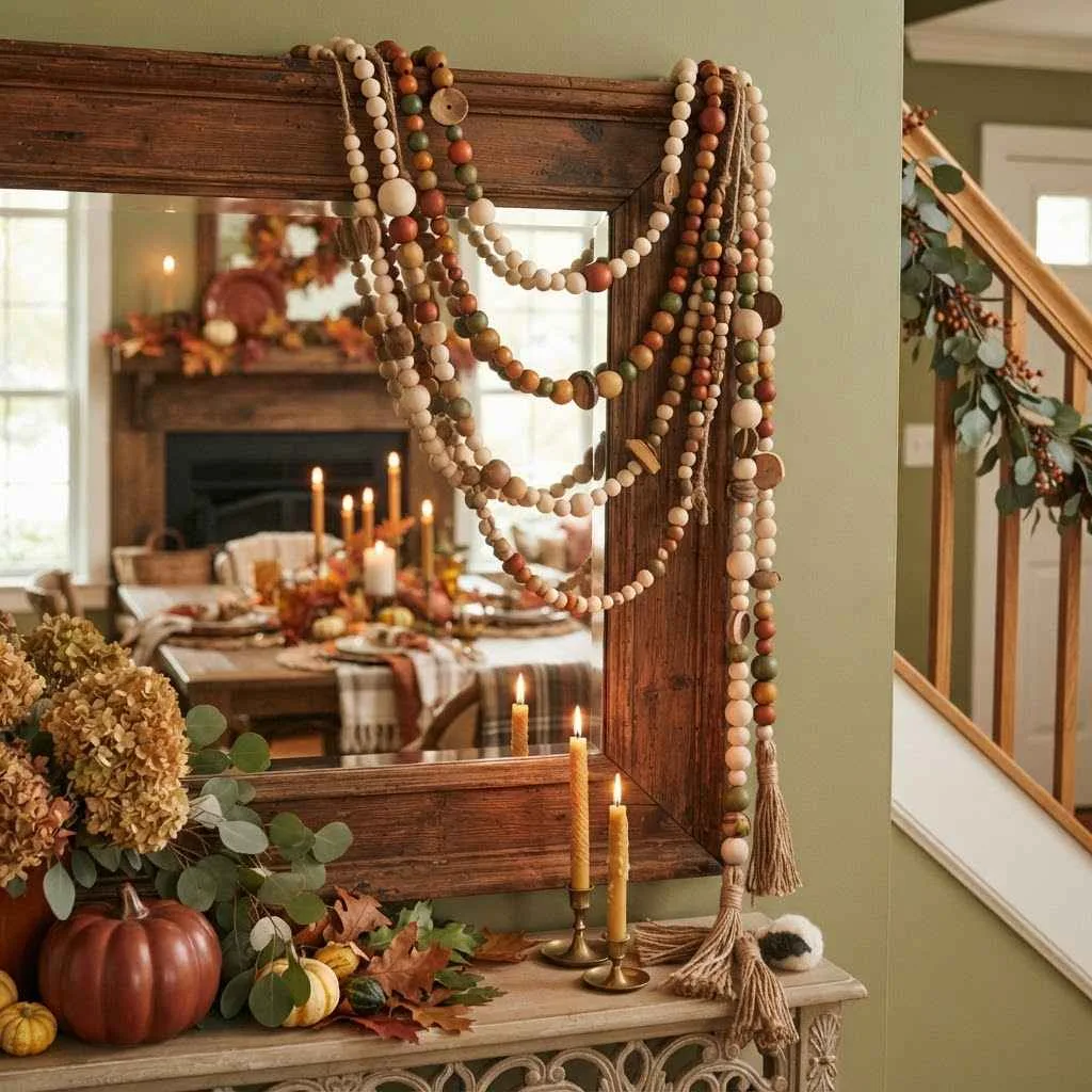 15 Wood Bead Garland Fall Ideas You'll Love 7 Layered Multi-Strand Statement Piece