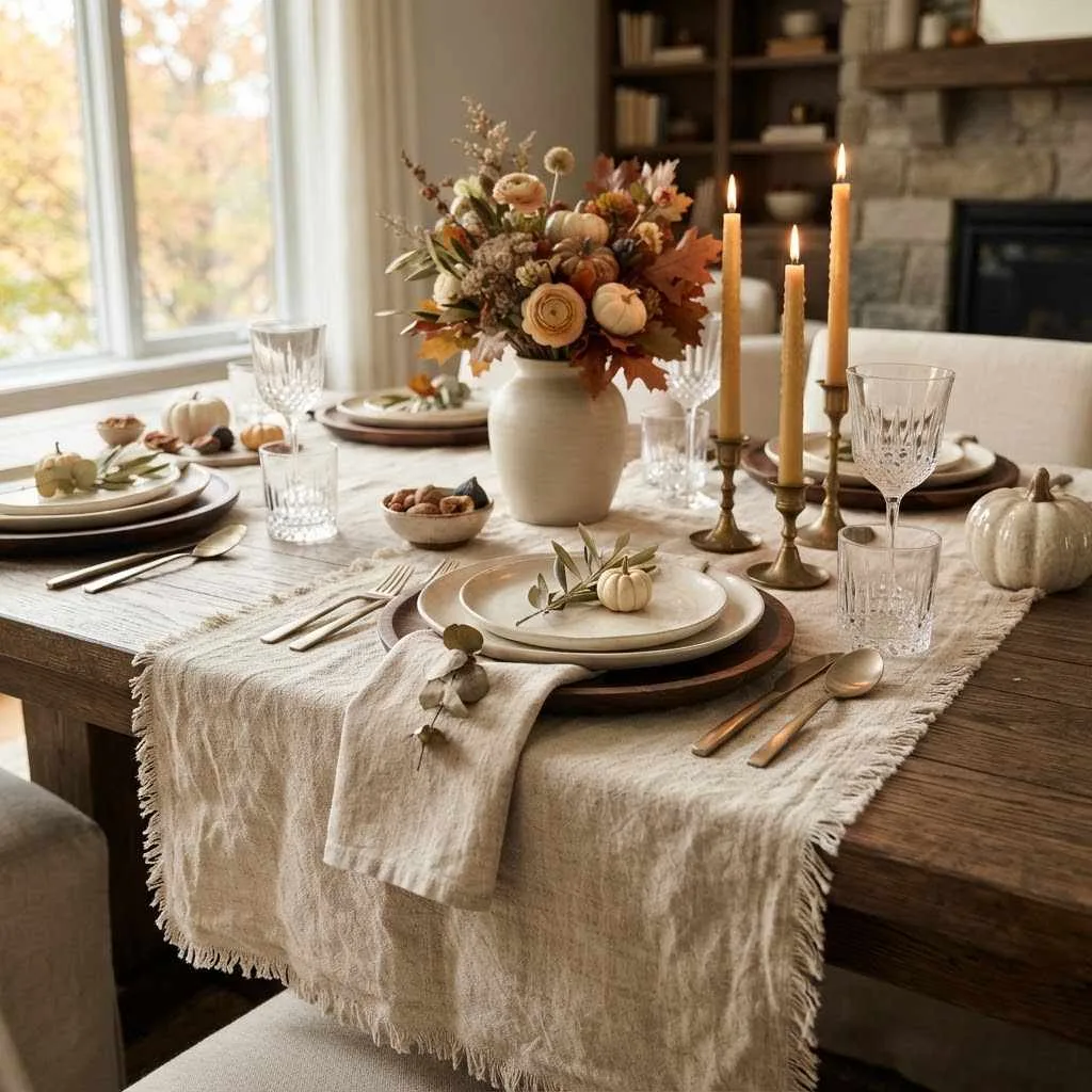 Fall Neutral Decor Ideas: 15 Cozy Ways to Warm Up Your Home This Season 5 Linen Table Runners