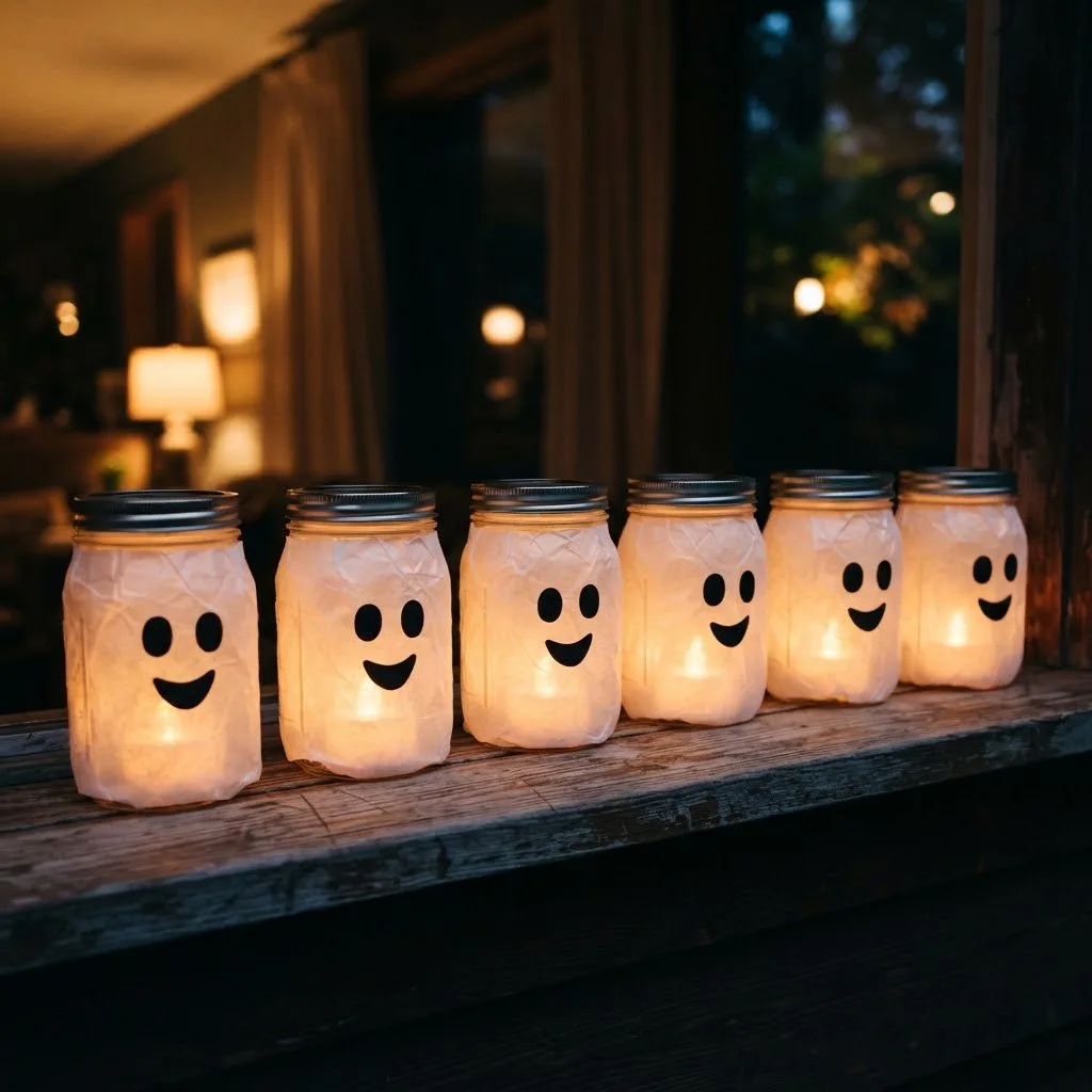 14 Halloween Lantern Ideas to Light Up Your Spooky Season 2 Halloween Lantern Ideas Mason Jar Ghost Lanterns