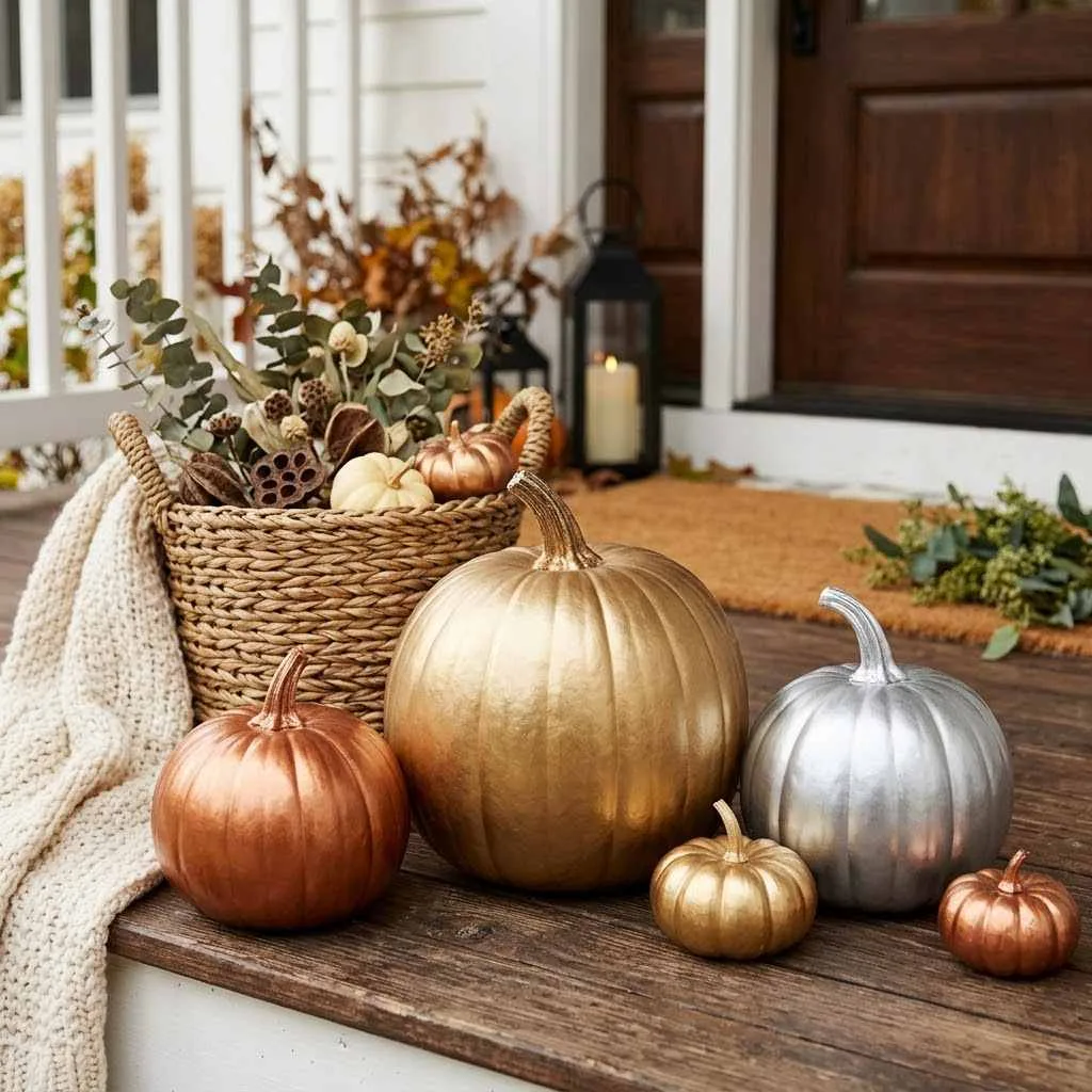 15 No-Carve Pumpkin Ideas You'll Absolutely Love This Fall 10 Metallic Spray Paint Pumpkin