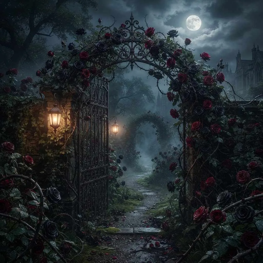 15 Dark Romantic Halloween Aesthetic Ideas 13 12. Midnight Rose Garden