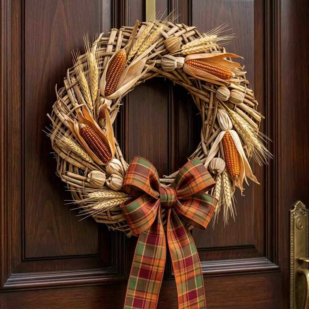 Mini Corn Stalk Door Wreath