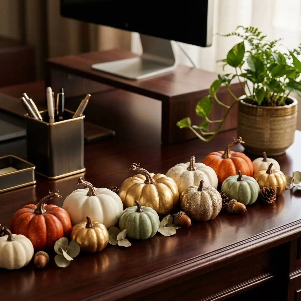 Halloween Office Desk Decor Ideas   Mini Pumpkin Patch Parade