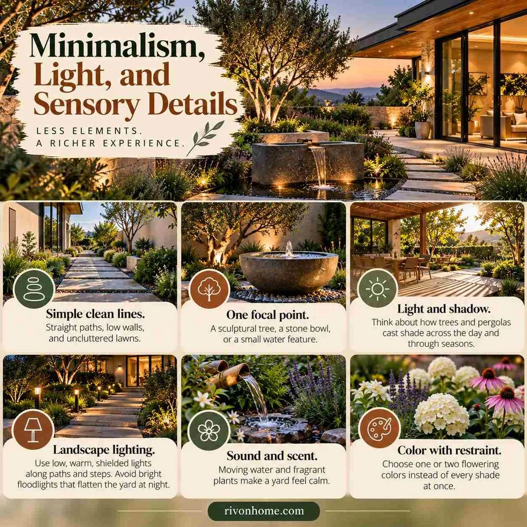 KDArchitects Landscape Ideas by Morph: A Practical Guide to Natural Outdoor Living 6 Minimalism, Light, and Sensory Details