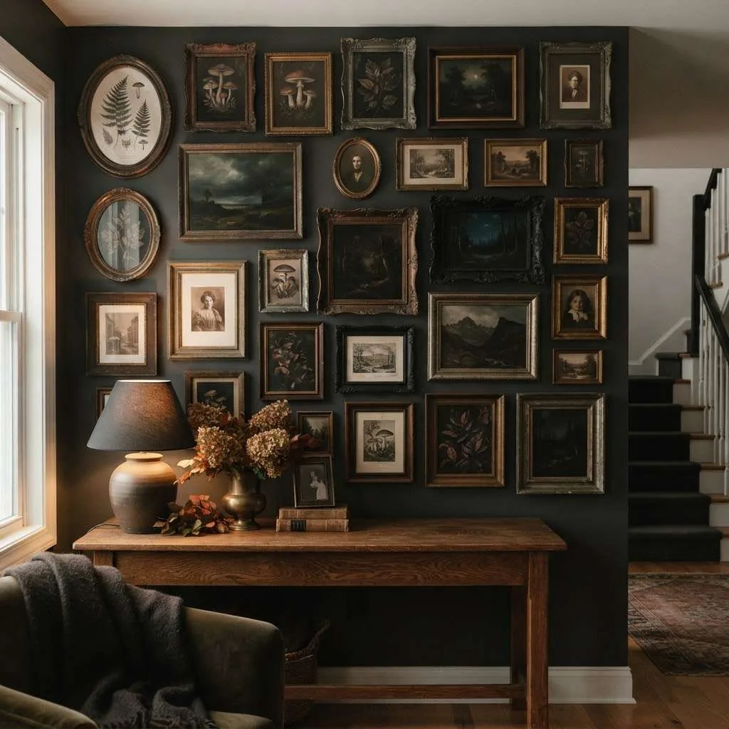 14 Moody Fall Interior Ideas For Your House 13 Moody Gallery Wall with Vintage Frames