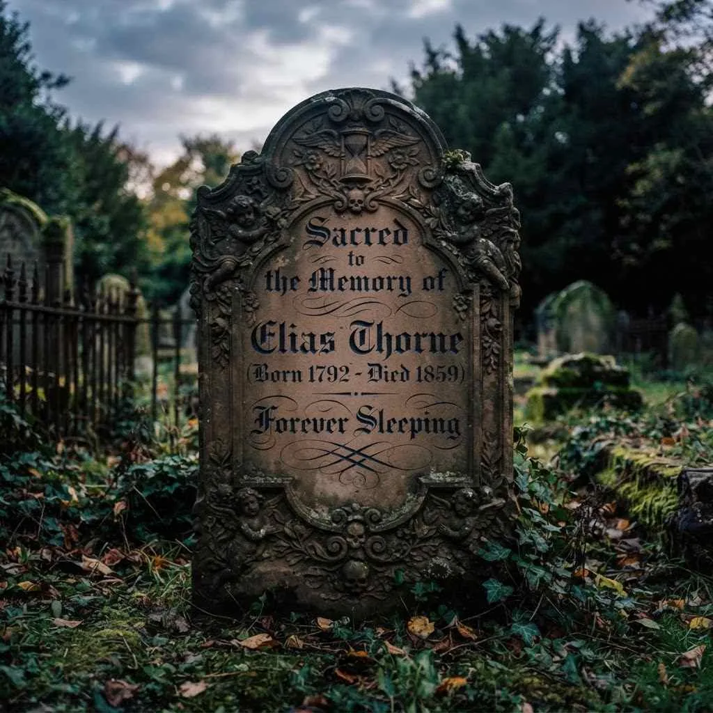 Old English Script Tombstone