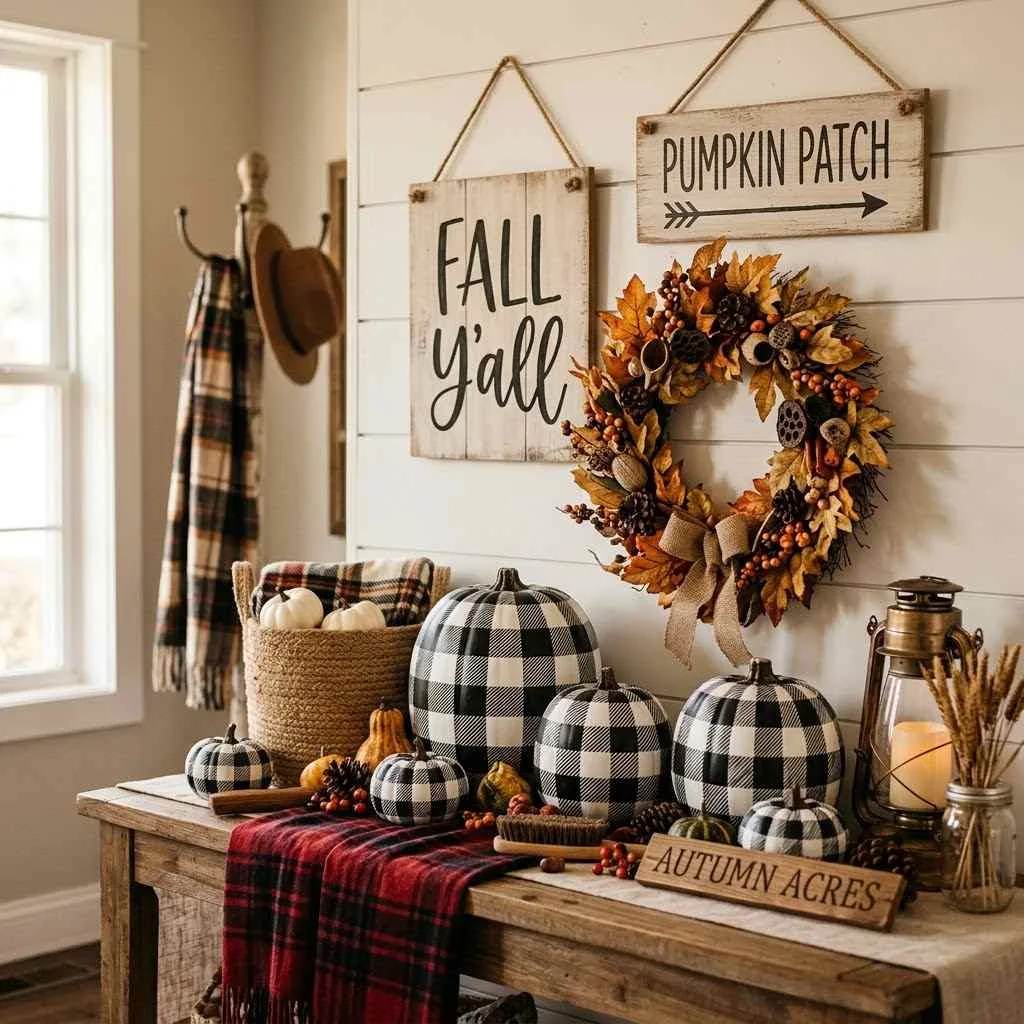 15 Pumpkin Decorating Ideas for 2026 You'll Want to Try Right Now 9 8. Painted Buffalo Plaid Pumpkins