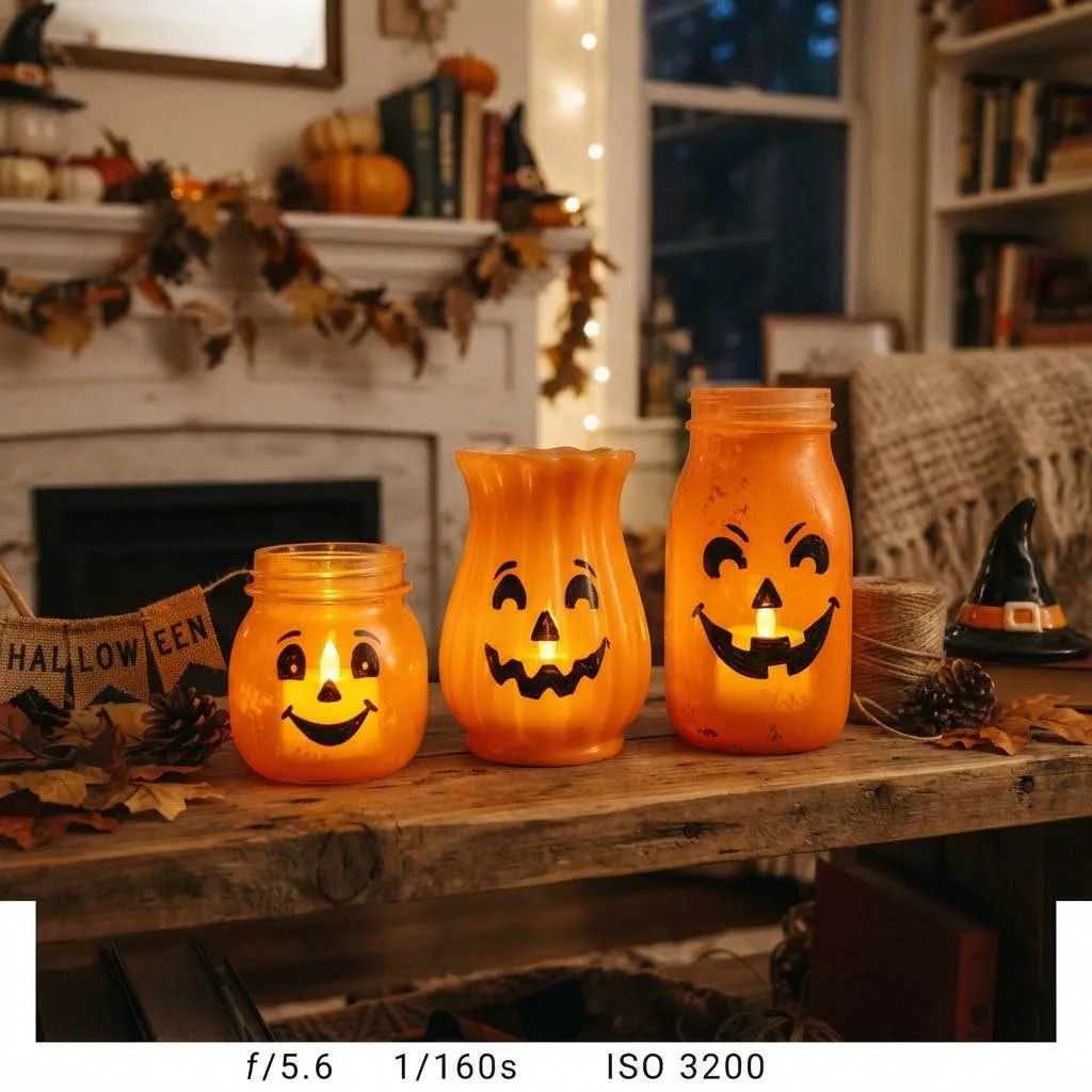 14 Halloween Lantern Ideas to Light Up Your Spooky Season 8 Painted Milk Glass Pumpkins