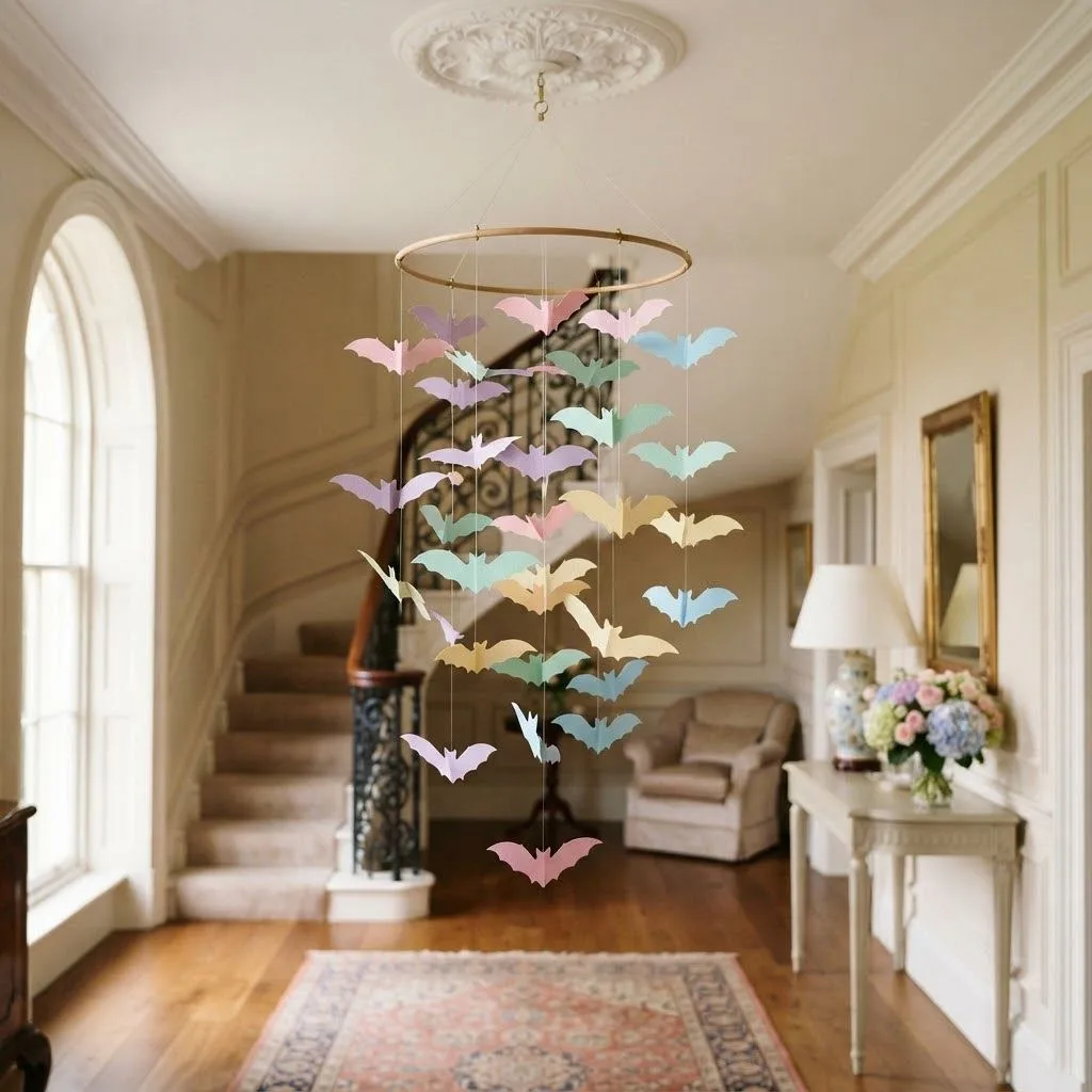 14 Dreamy Pastel Halloween Decor Ideas You'll Absolutely Love 15 Pastel Rainbow Bat Mobile