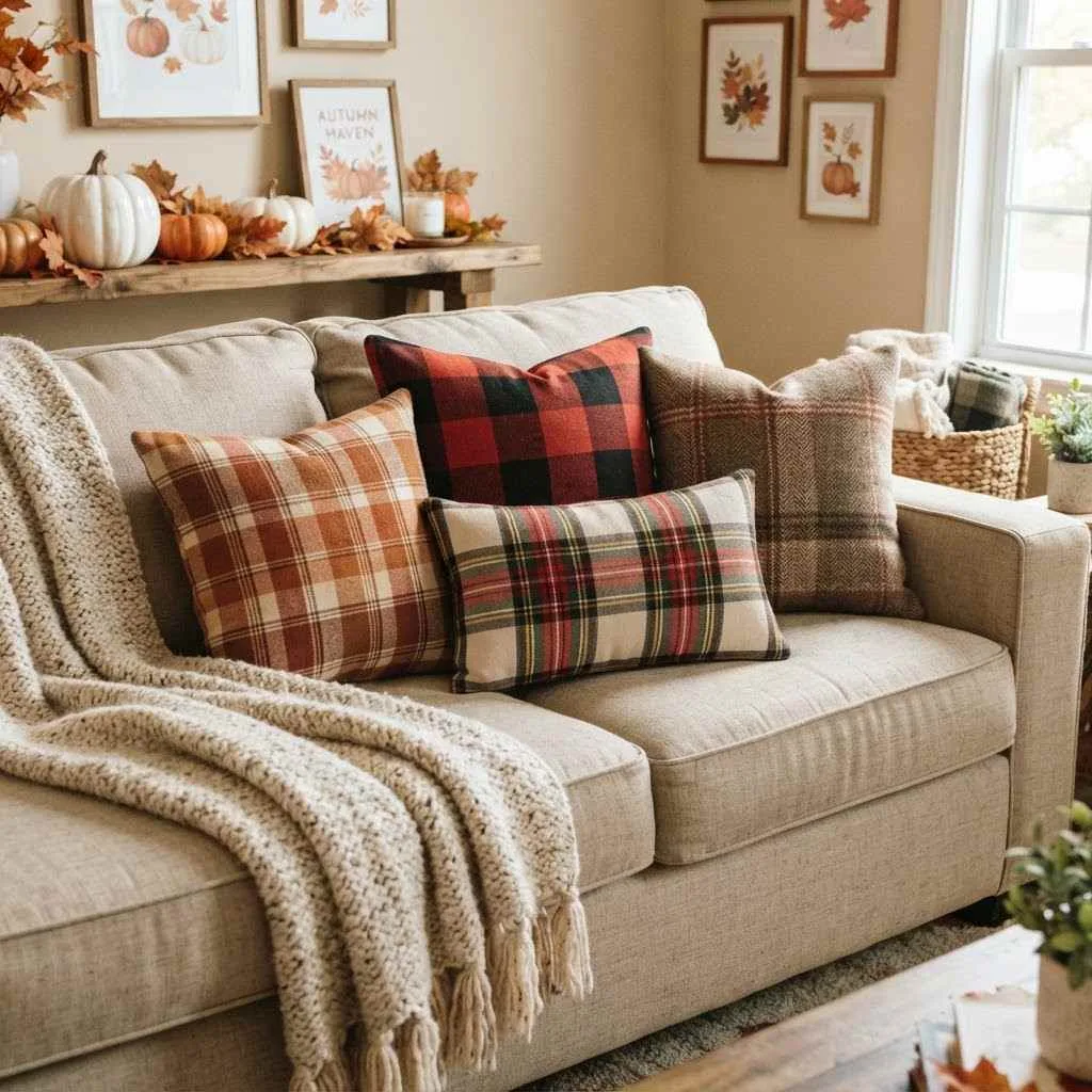 14 Rustic Fall Decor Ideas to Cozy Up Your Home This Season 8 Plaid Throw Pillow Covers